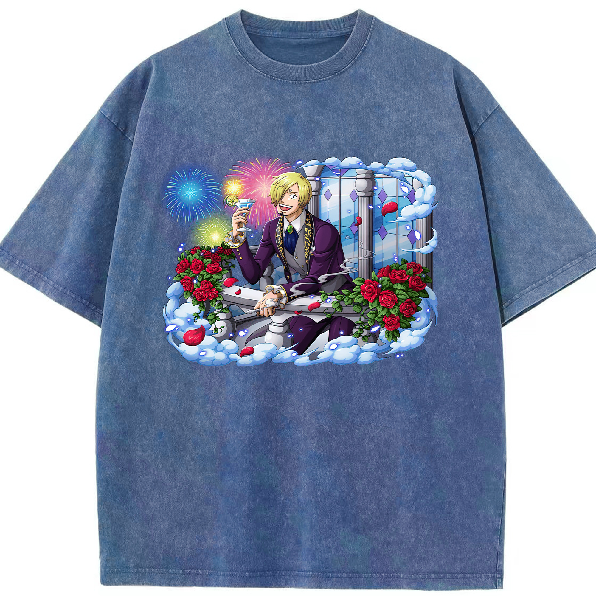 ワンピース サンジ ONE PIECE Sanji 綿100% ヴィンテージ風 半袖Tシャツ（フロントプリント）