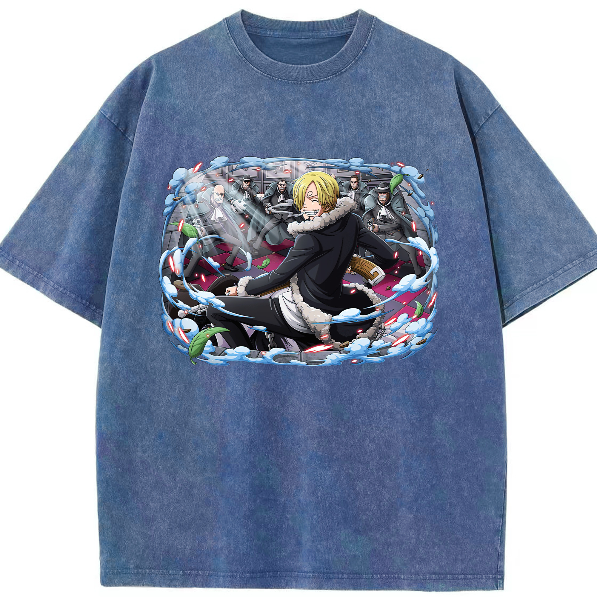 ワンピース サンジ ONE PIECE Sanji 綿100% ヴィンテージ風 半袖Tシャツ（フロントプリント）
