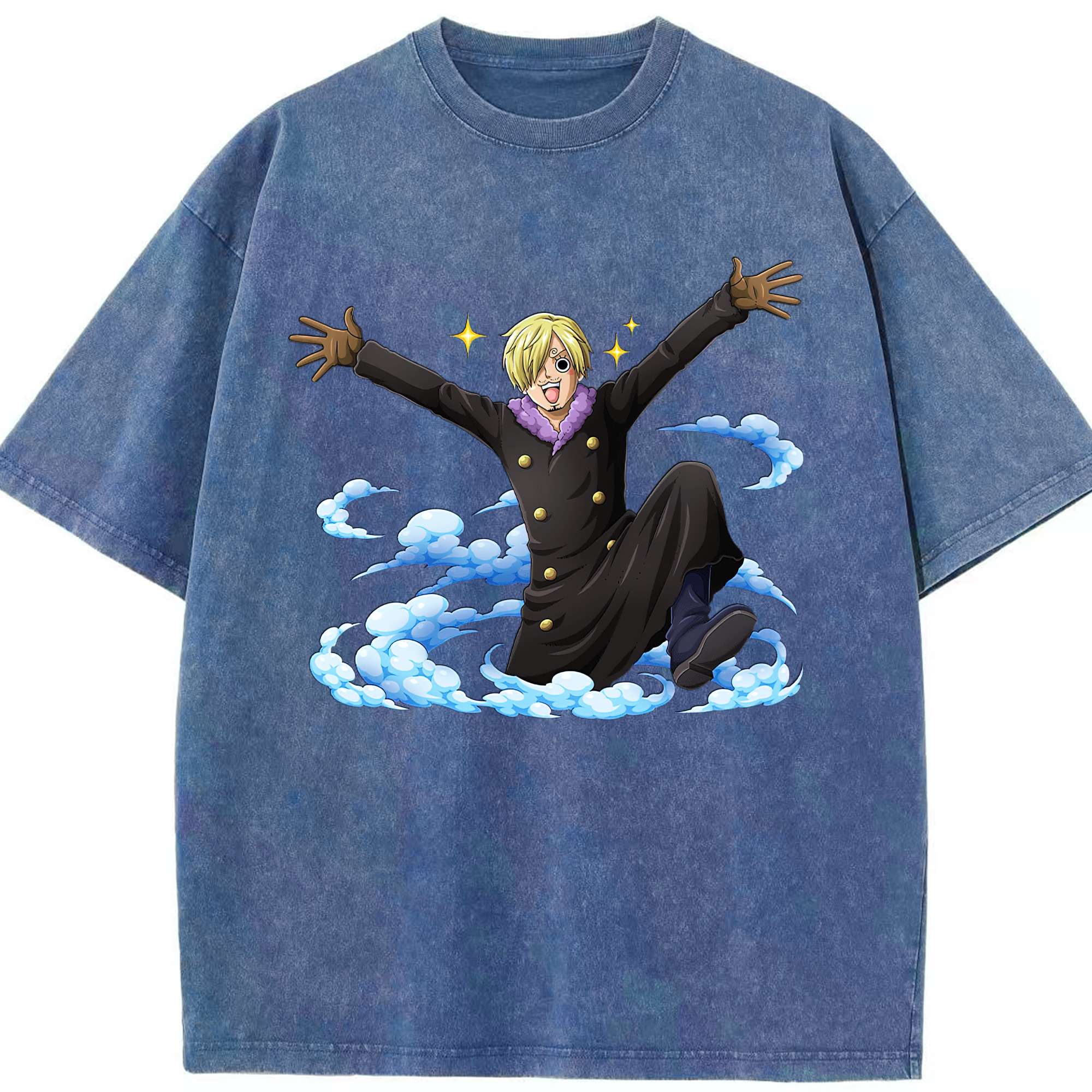 ワンピース サンジ ONE PIECE Sanji 綿100% ヴィンテージ風 半袖Tシャツ（フロントプリント）