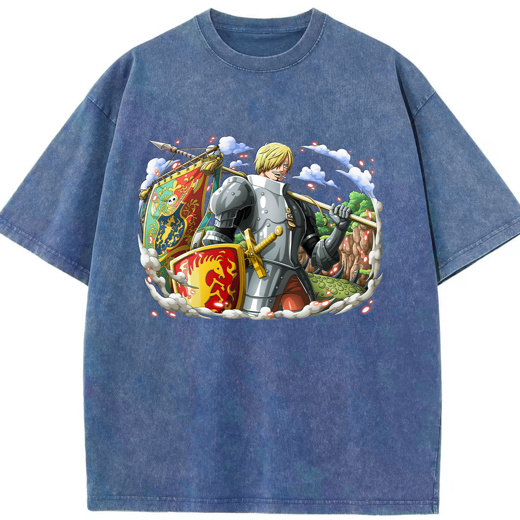 （画像用） ワンピース サンジ ONE PIECE Sanji 綿100% ヴィンテージ風 半袖Tシャツ（フロントプリント）