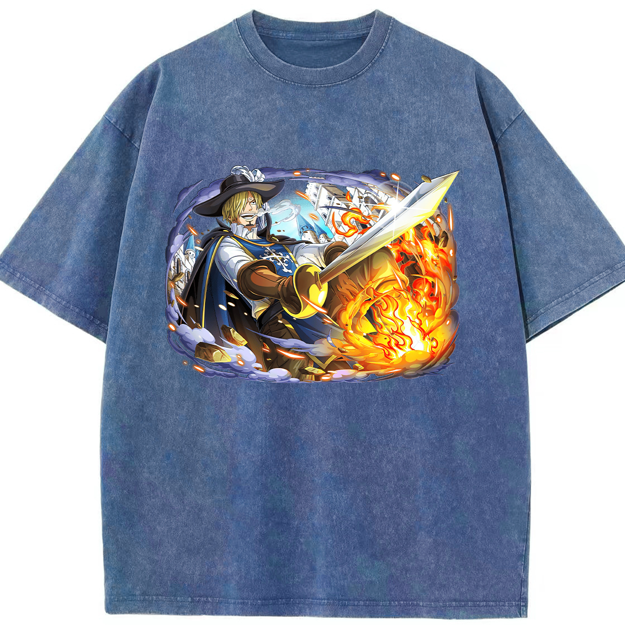 ワンピース サンジ ONE PIECE Sanji 綿100% ヴィンテージ風 半袖Tシャツ（フロントプリント）
