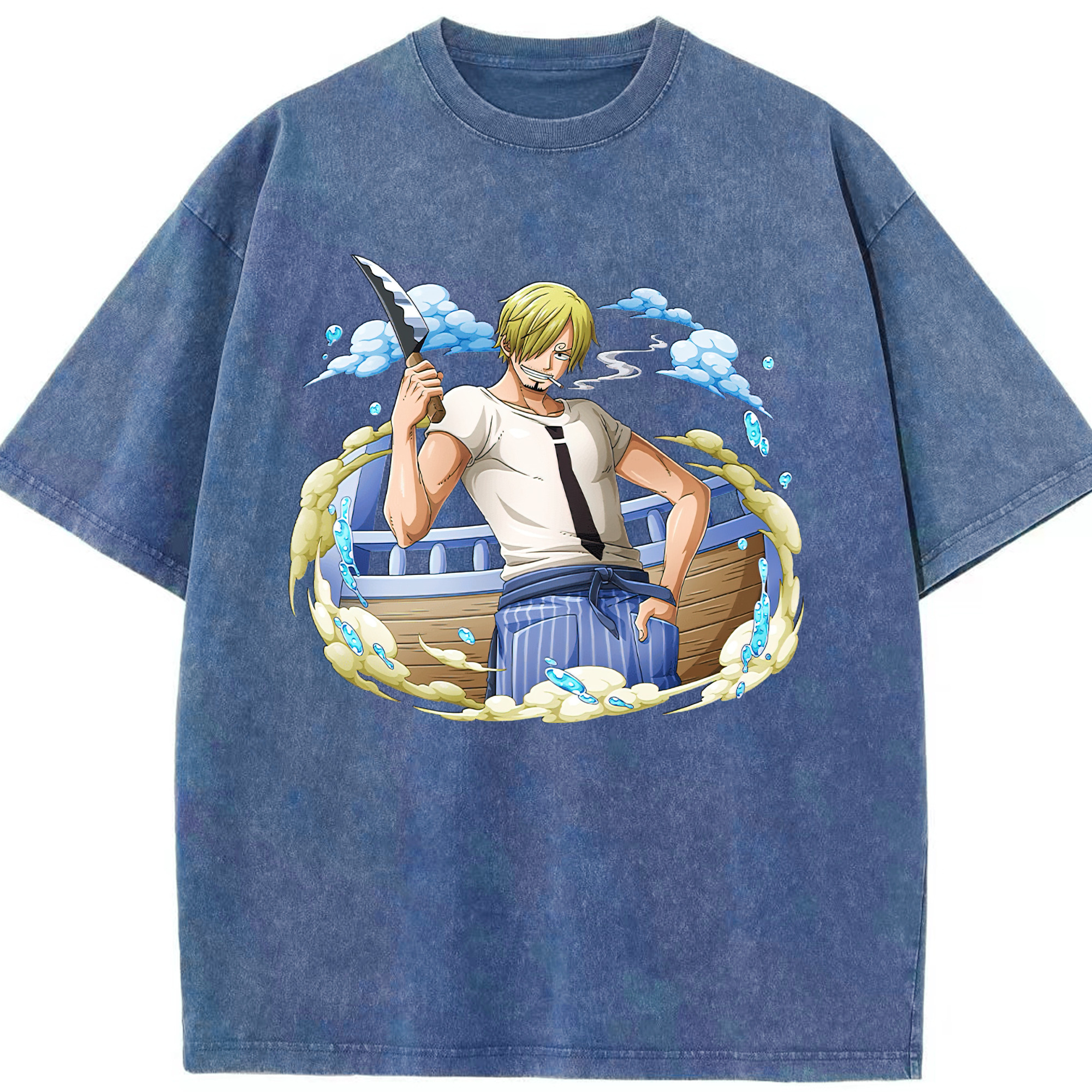 （画像用） ワンピース サンジ ONE PIECE Sanji 綿100% ヴィンテージ風 半袖Tシャツ（フロントプリント）