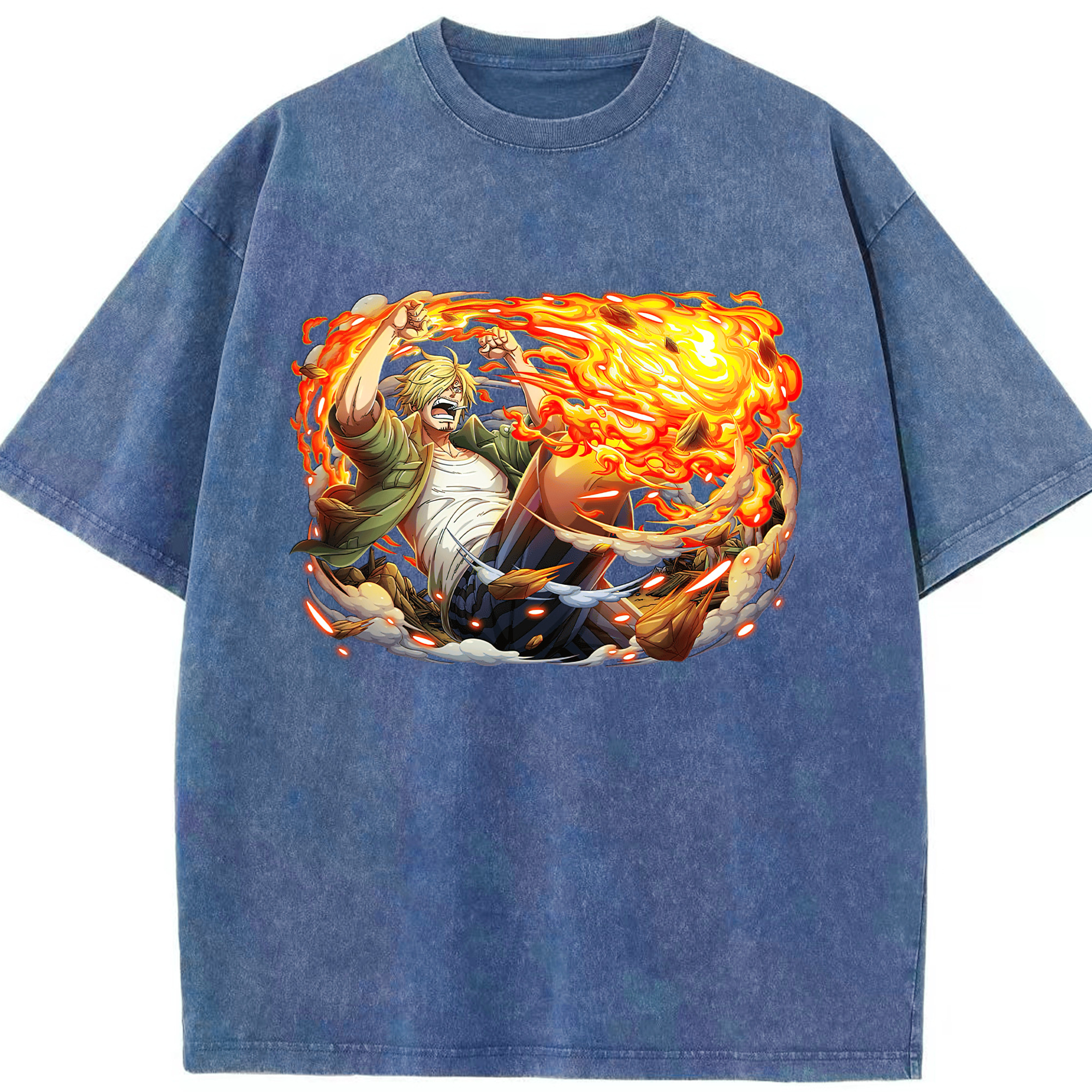 ワンピース サンジ ONE PIECE Sanji 綿100% ヴィンテージ風 半袖Tシャツ（フロントプリント）