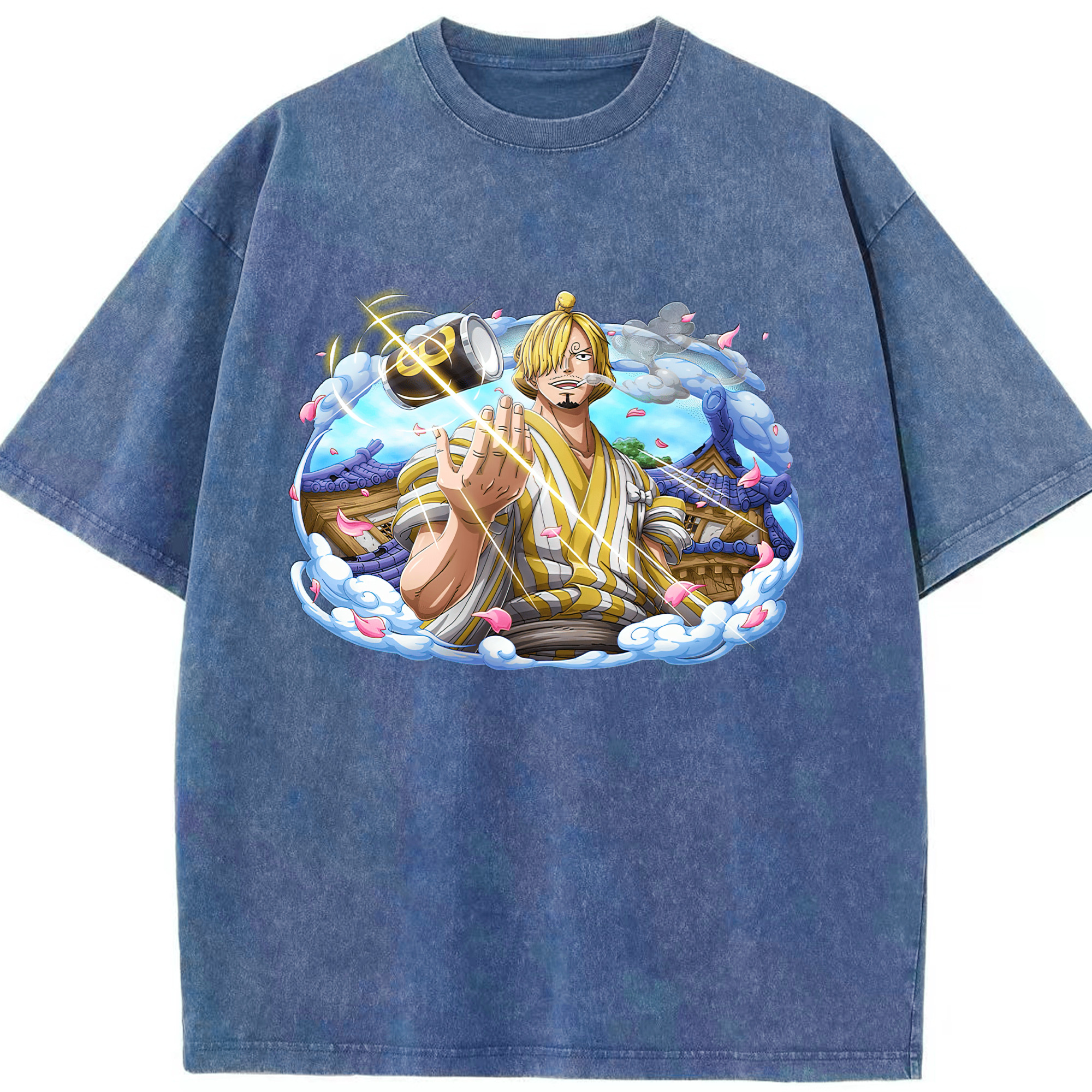 ワンピース サンジ ONE PIECE Sanji 綿100% ヴィンテージ風 半袖Tシャツ（フロントプリント）