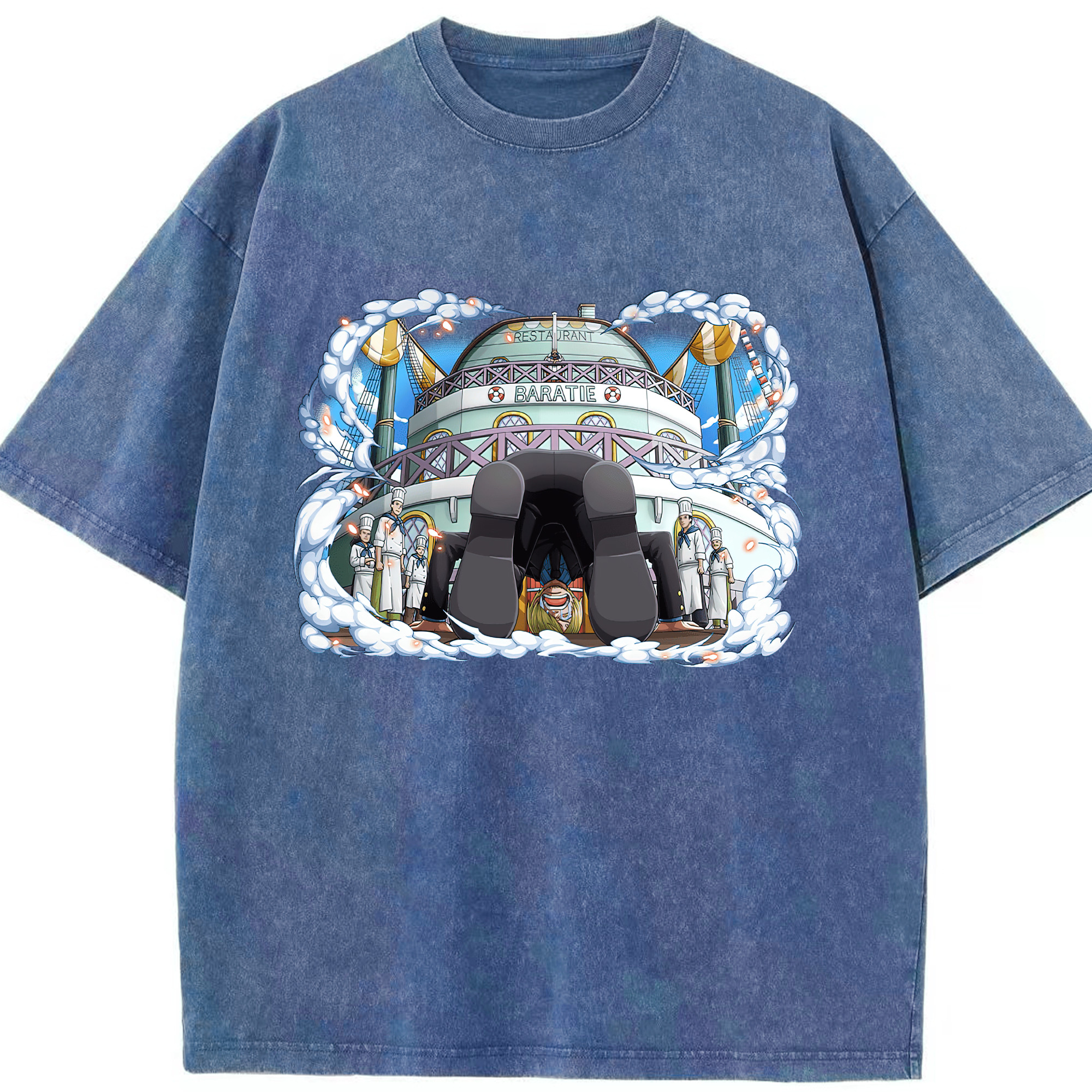 ワンピース サンジ ONE PIECE Sanji 綿100% ヴィンテージ風 半袖Tシャツ（フロントプリント）