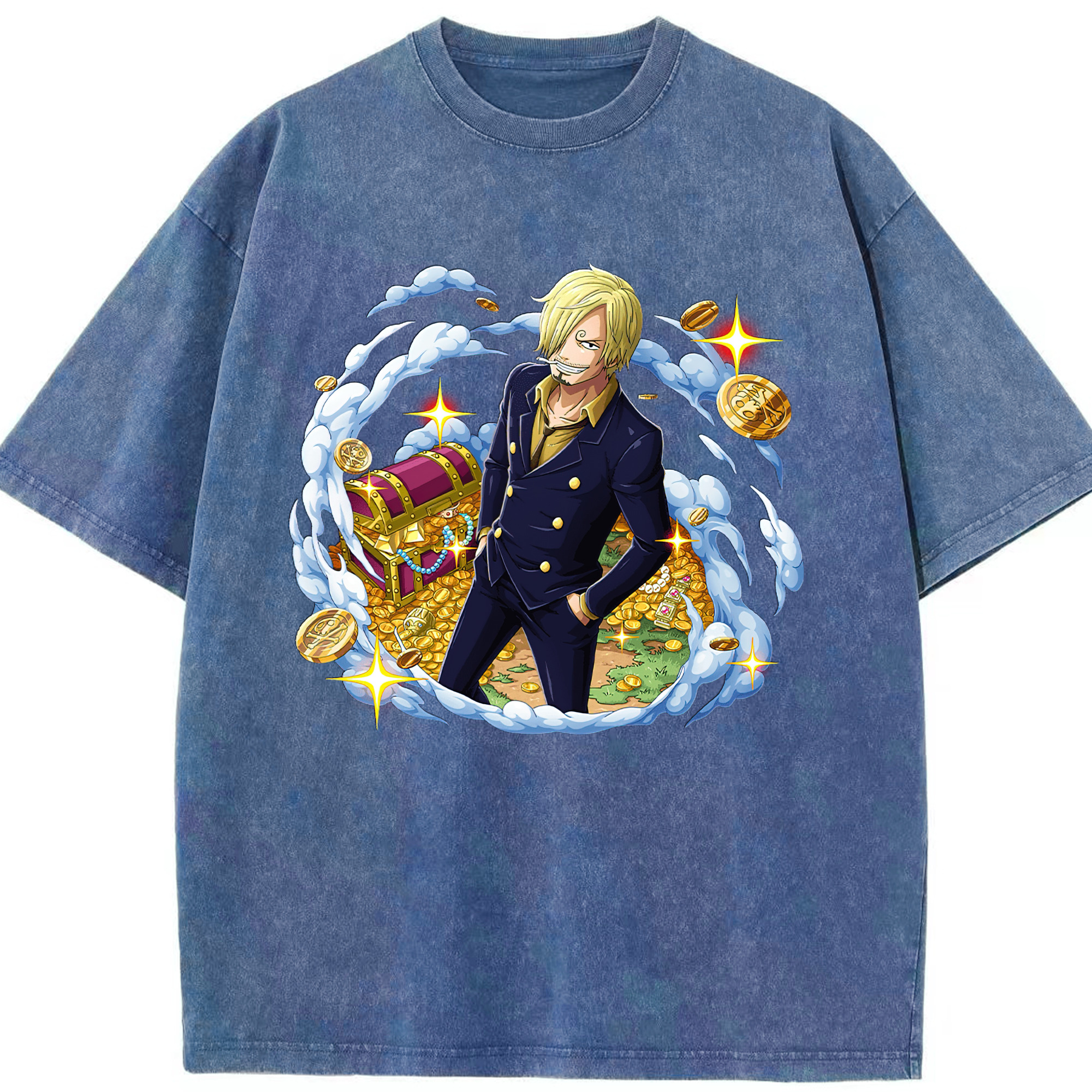 ワンピース サンジ ONE PIECE Sanji 綿100% ヴィンテージ風 半袖Tシャツ（フロントプリント）