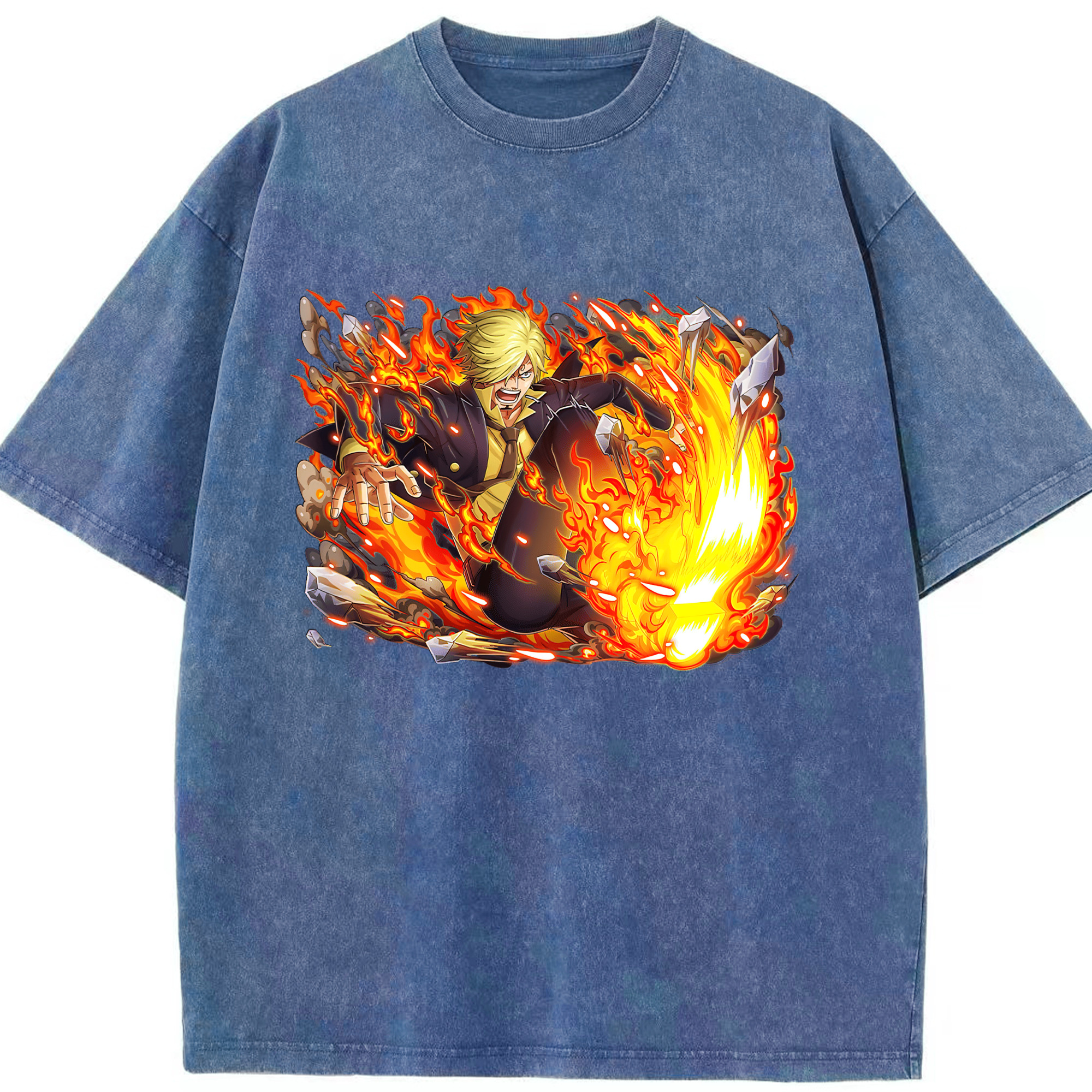（画像用） ワンピース サンジ ONE PIECE Sanji 綿100% ヴィンテージ風 半袖Tシャツ（フロントプリント）