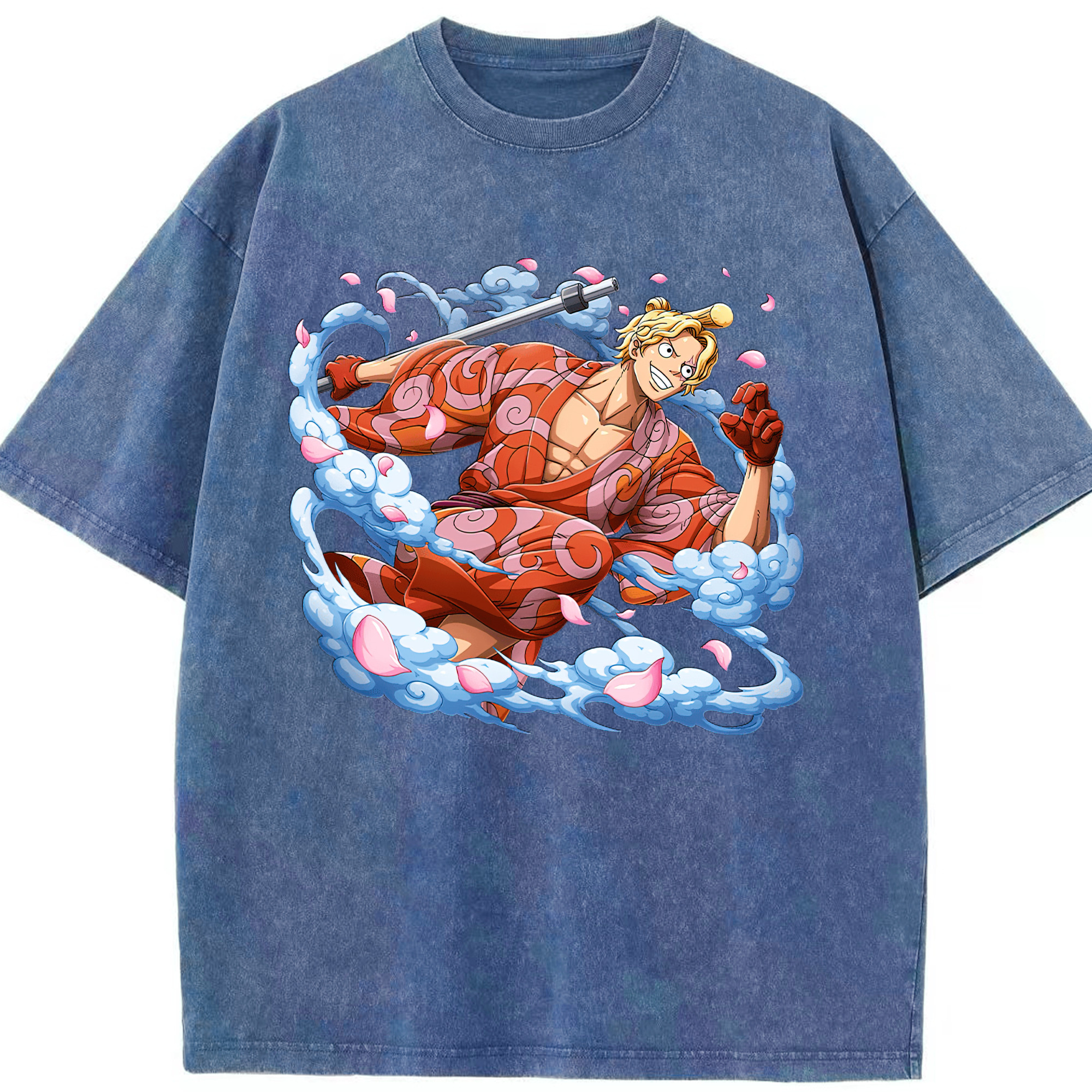 （画像用） ワンピース サンジ ONE PIECE Sanji 綿100% ヴィンテージ風 半袖Tシャツ（フロントプリント）