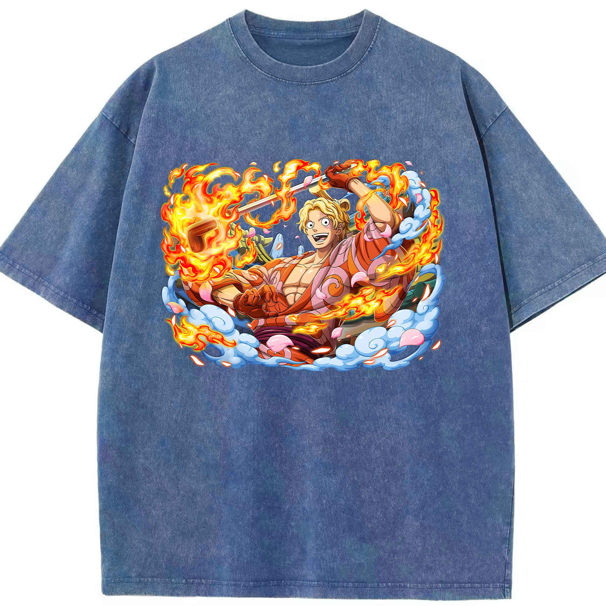 （画像用） ワンピース サンジ ONE PIECE Sanji 綿100% ヴィンテージ風 半袖Tシャツ（フロントプリント）