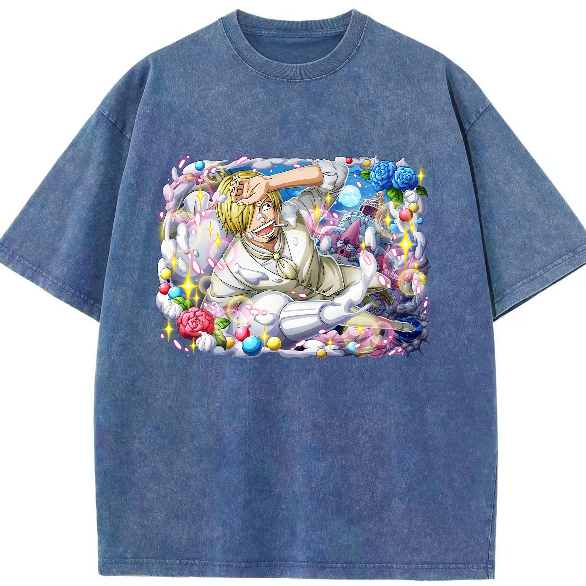 ワンピース サンジ ONE PIECE Sanji 綿100% ヴィンテージ風 半袖Tシャツ（フロントプリント）