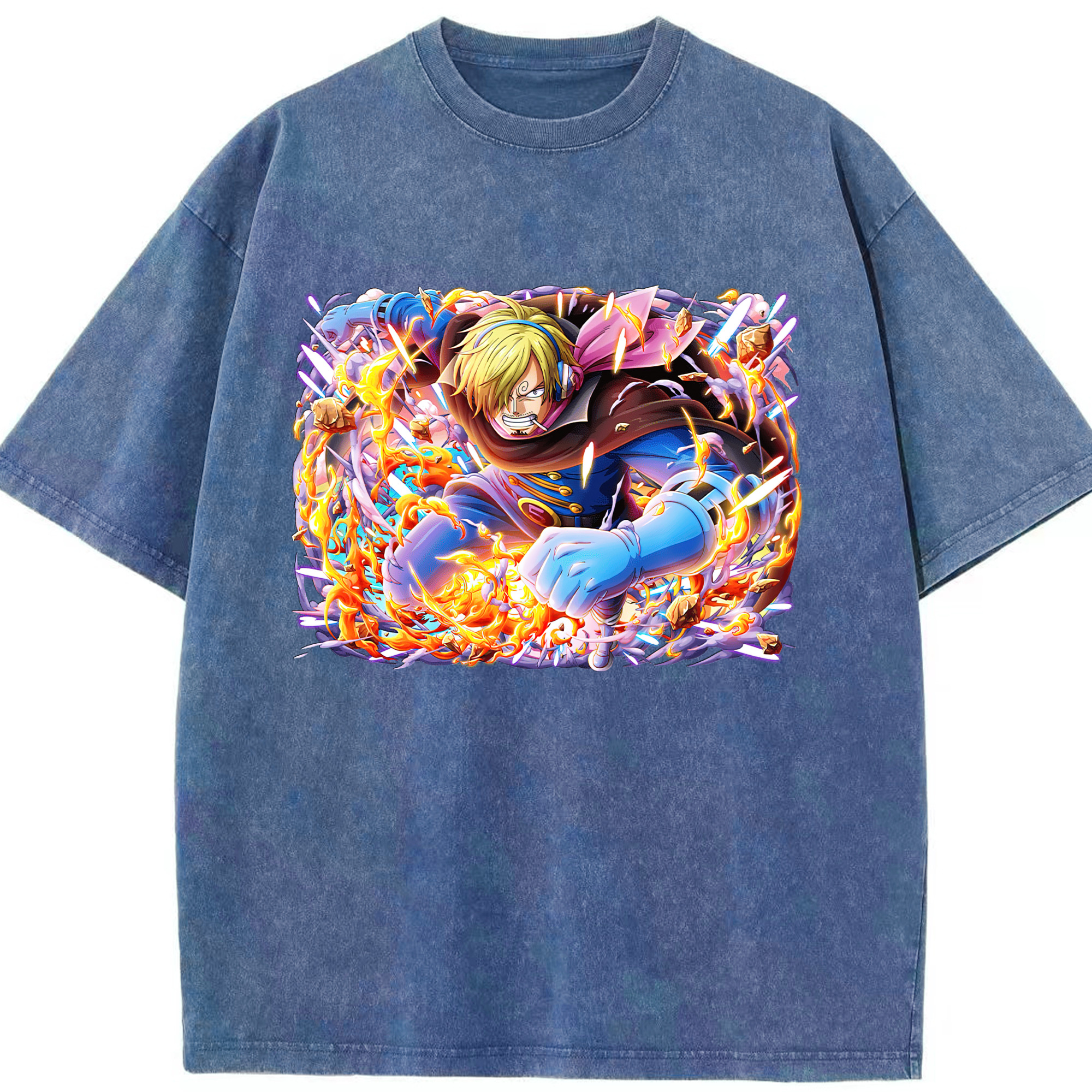 ワンピース サンジ ONE PIECE Sanji 綿100% ヴィンテージ風 半袖Tシャツ（フロントプリント）