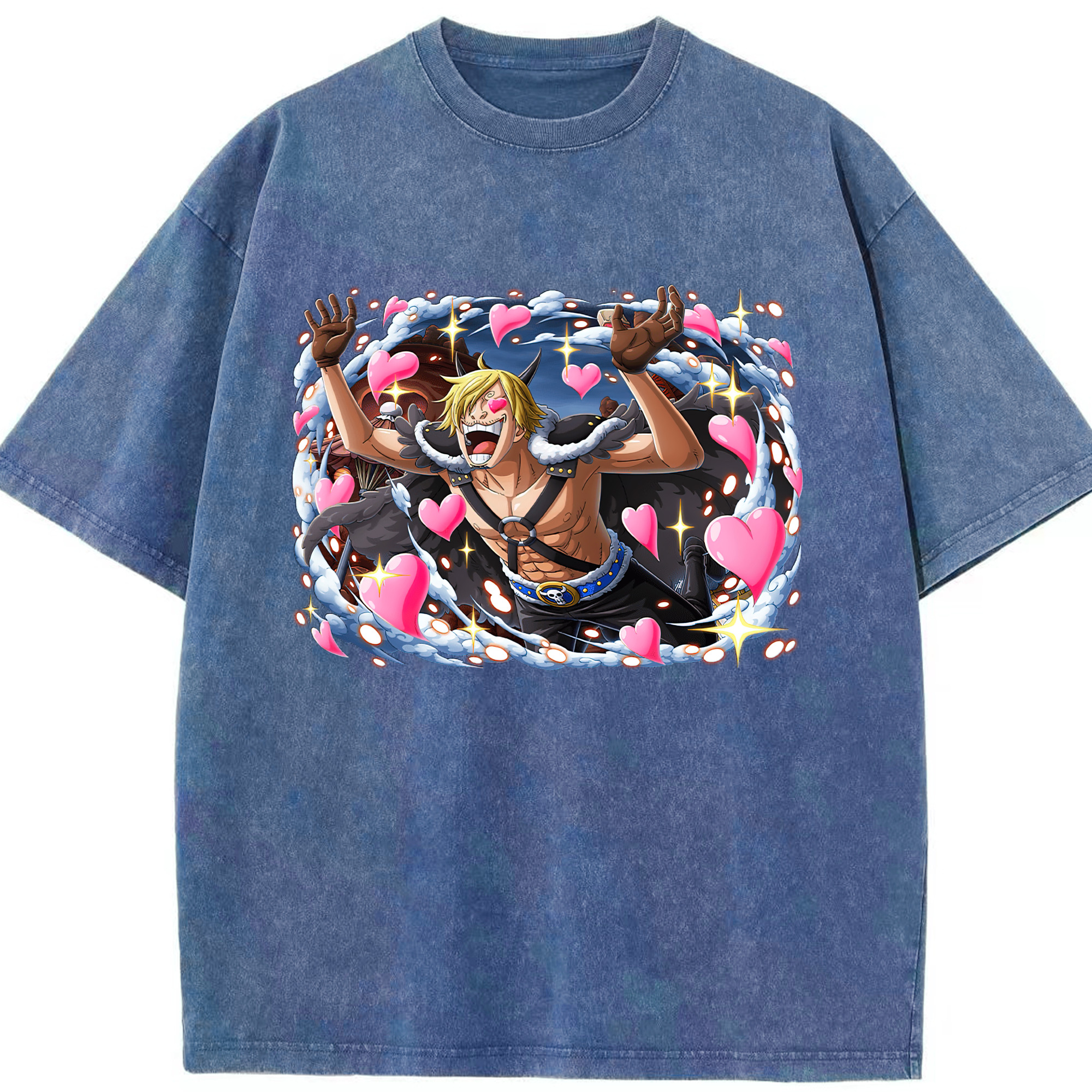 ワンピース サンジ ONE PIECE Sanji 綿100% ヴィンテージ風 半袖Tシャツ（フロントプリント）