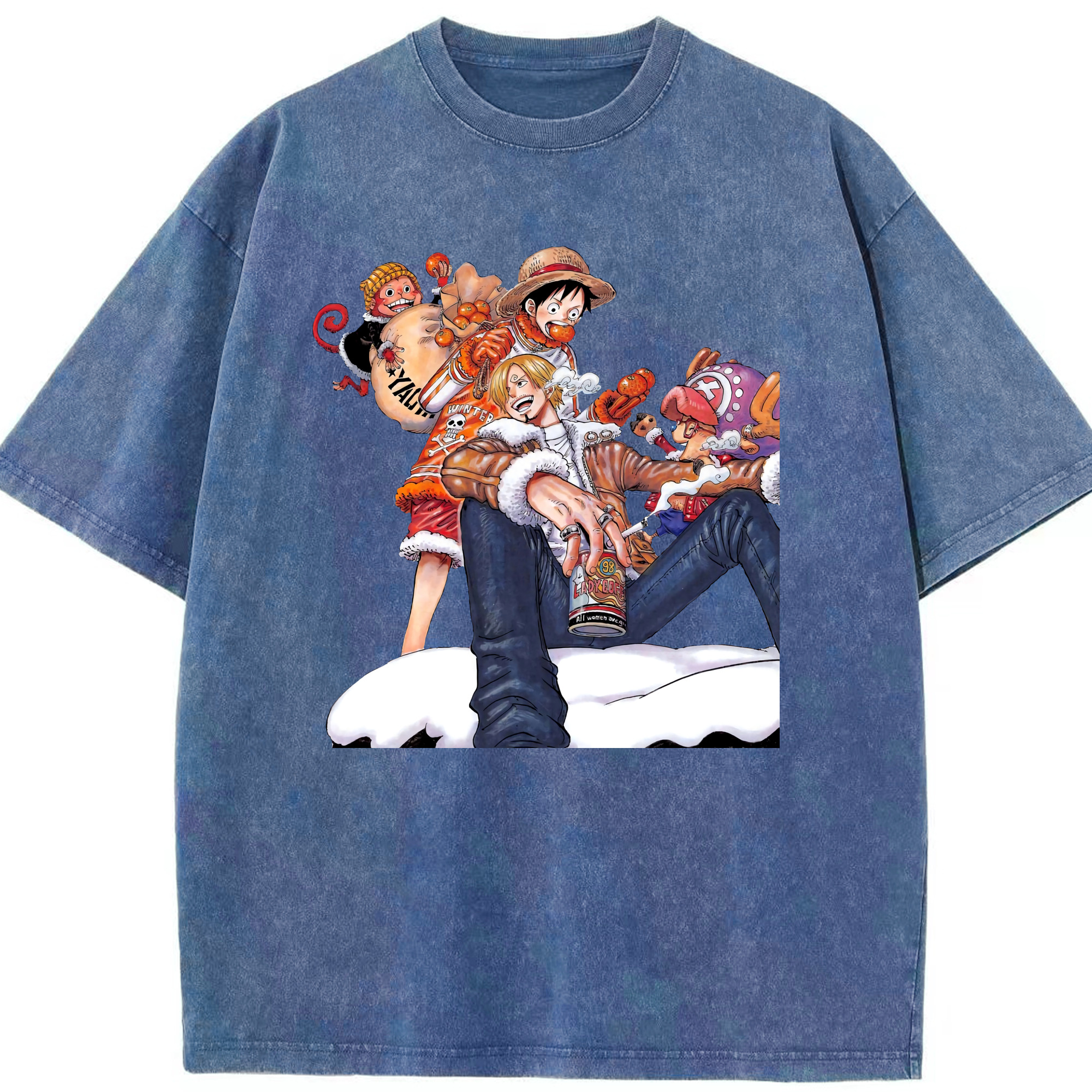 ワンピース サンジ ONE PIECE Sanji 綿100% ヴィンテージ風 半袖Tシャツ（フロントプリント）