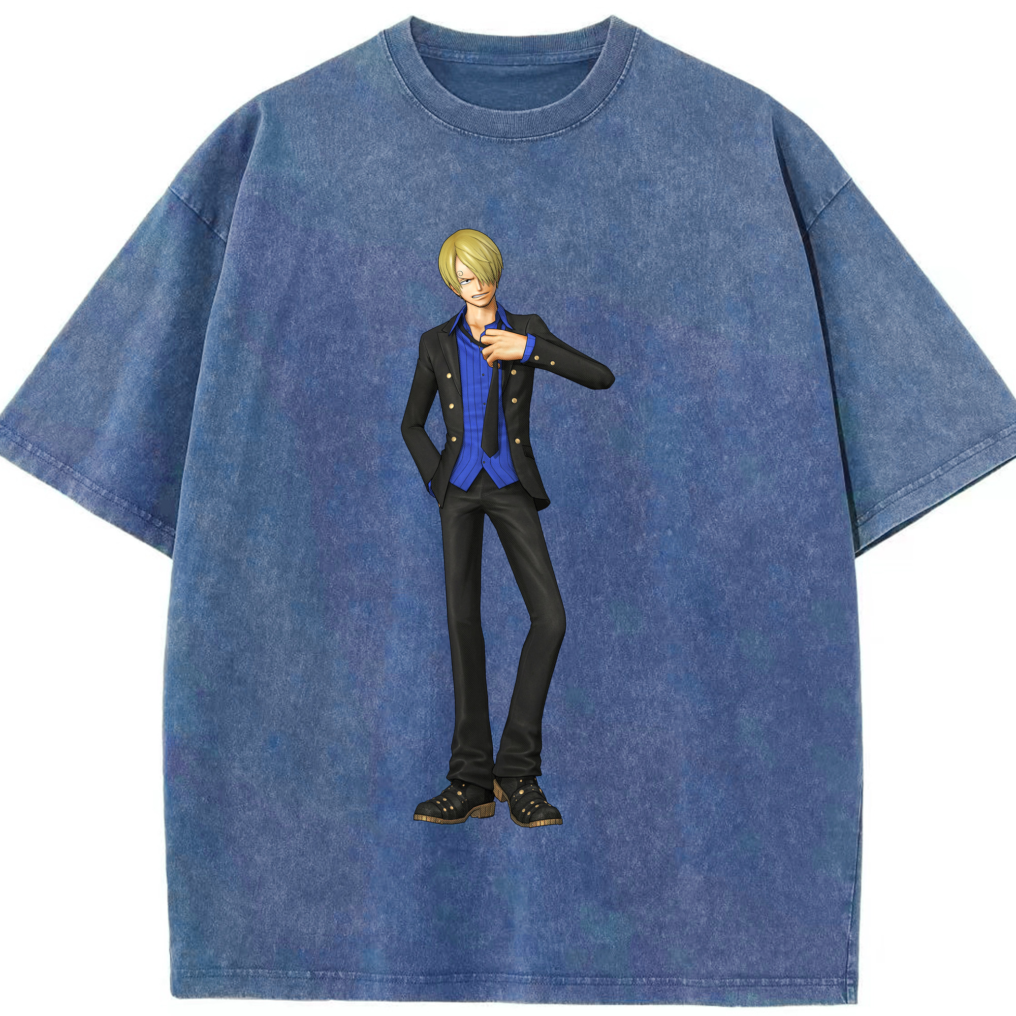 ワンピース サンジ ONE PIECE Sanji 綿100% ヴィンテージ風 半袖Tシャツ（フロントプリント）