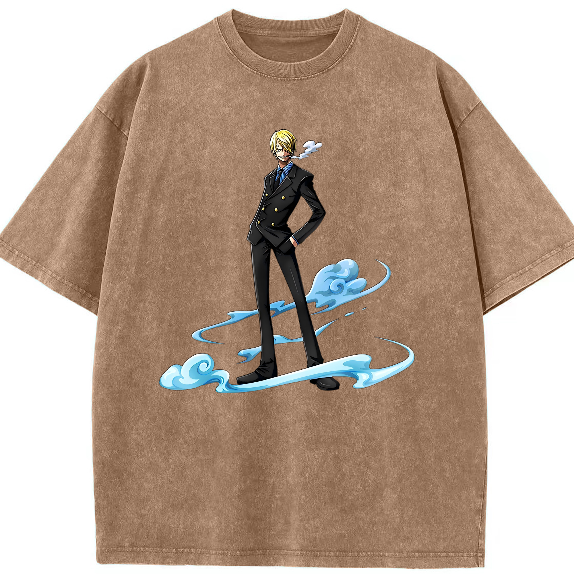 （画像用） ワンピース サンジ ONE PIECE Sanji 綿100% ヴィンテージ風 半袖Tシャツ（フロントプリント）