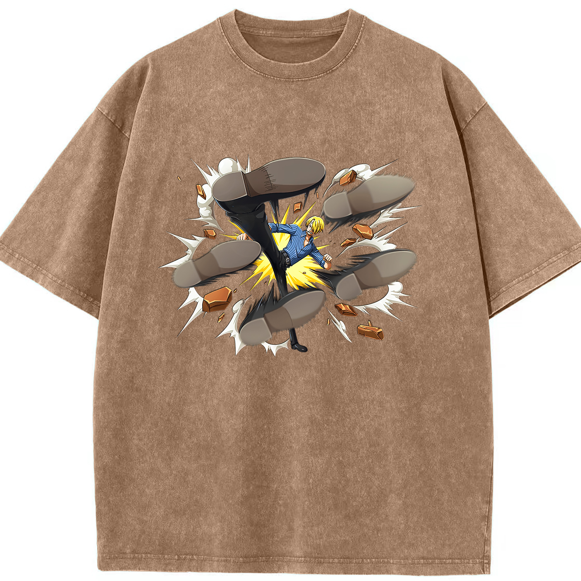 （画像用） ワンピース サンジ ONE PIECE Sanji 綿100% ヴィンテージ風 半袖Tシャツ（フロントプリント）