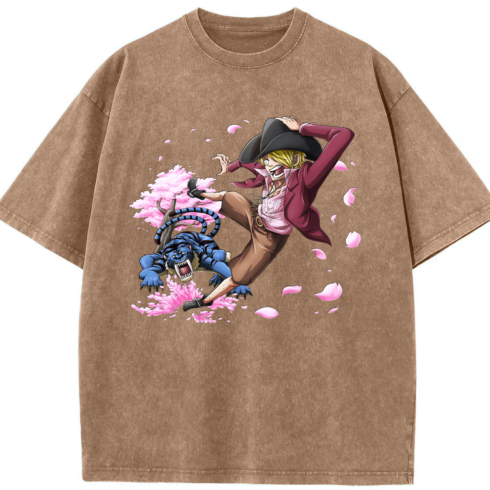 （画像用） ワンピース サンジ ONE PIECE Sanji 綿100% ヴィンテージ風 半袖Tシャツ（フロントプリント）