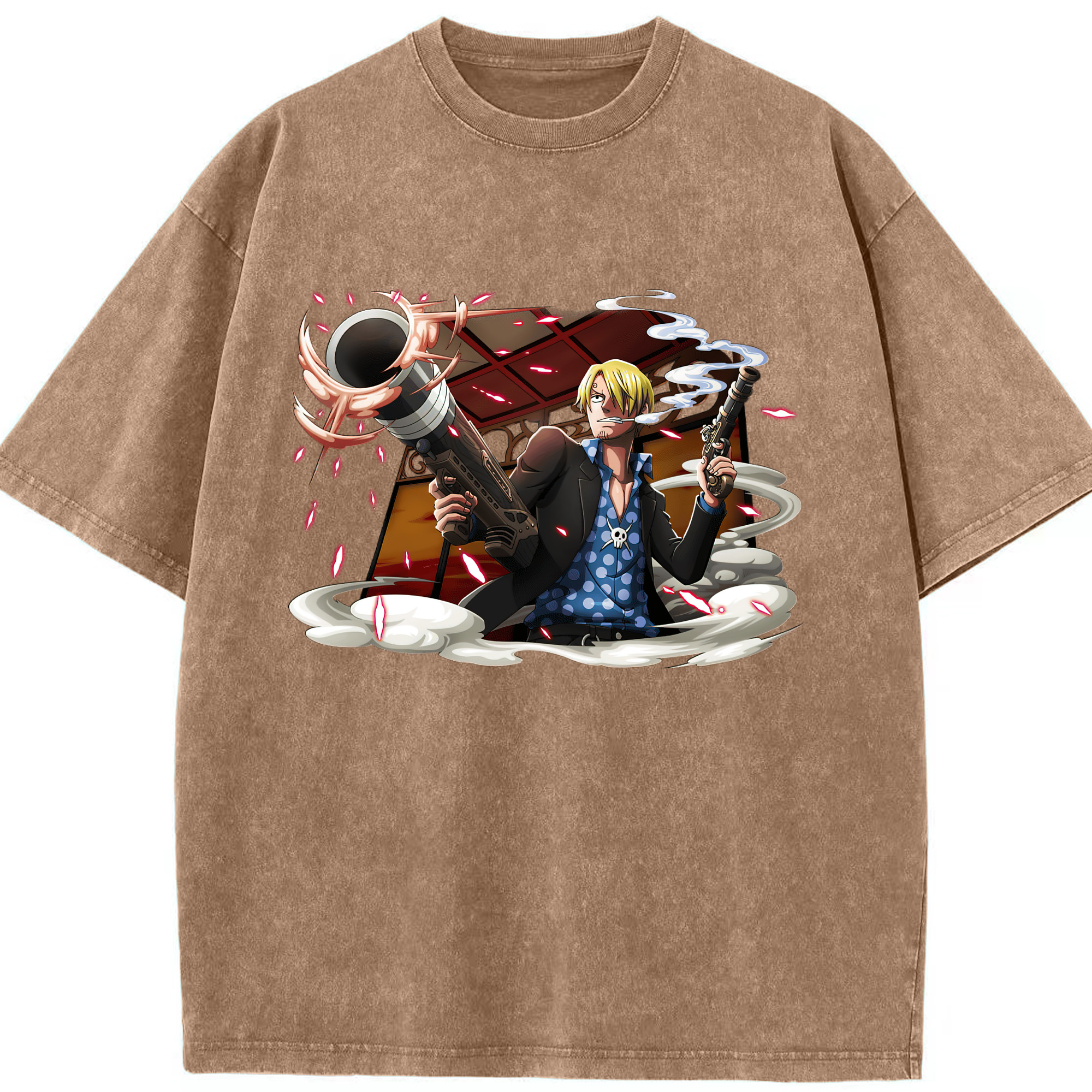 （画像用） ワンピース サンジ ONE PIECE Sanji 綿100% ヴィンテージ風 半袖Tシャツ（フロントプリント）