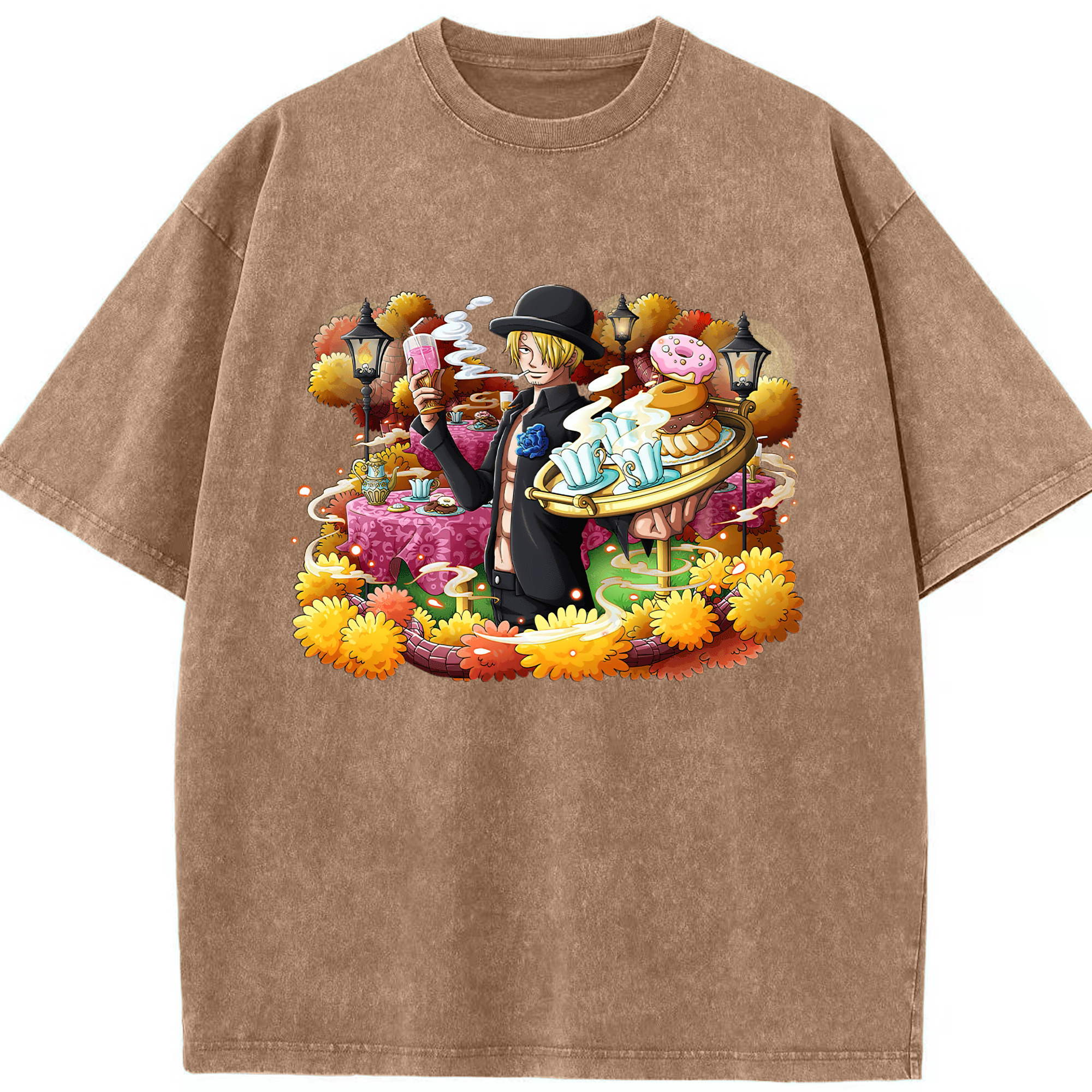 （画像用） ワンピース サンジ ONE PIECE Sanji 綿100% ヴィンテージ風 半袖Tシャツ（フロントプリント）