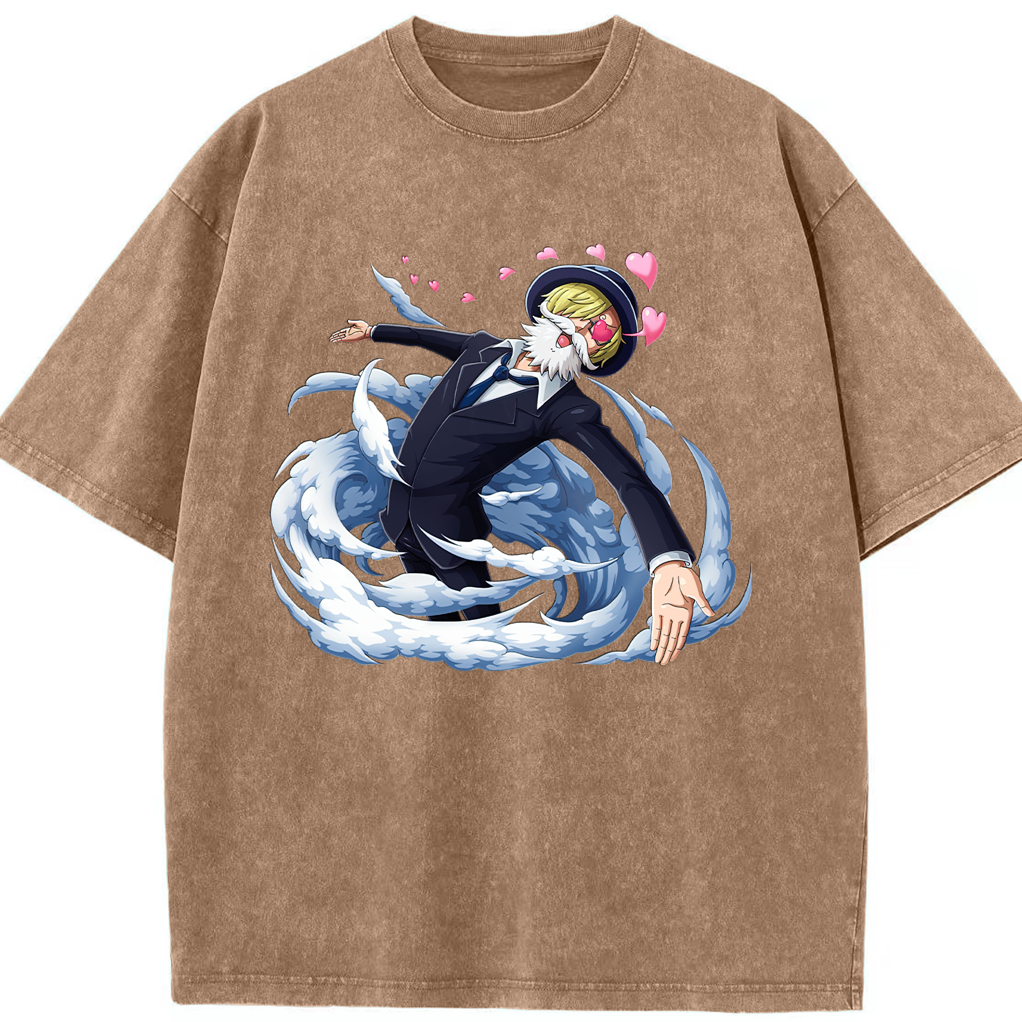（画像用） ワンピース サンジ ONE PIECE Sanji 綿100% ヴィンテージ風 半袖Tシャツ（フロントプリント）