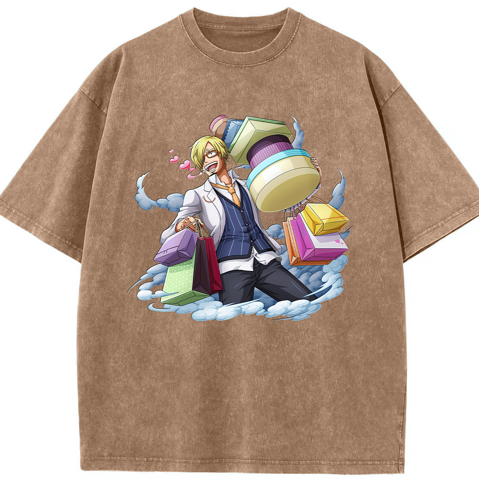 （画像用） ワンピース サンジ ONE PIECE Sanji 綿100% ヴィンテージ風 半袖Tシャツ（フロントプリント）