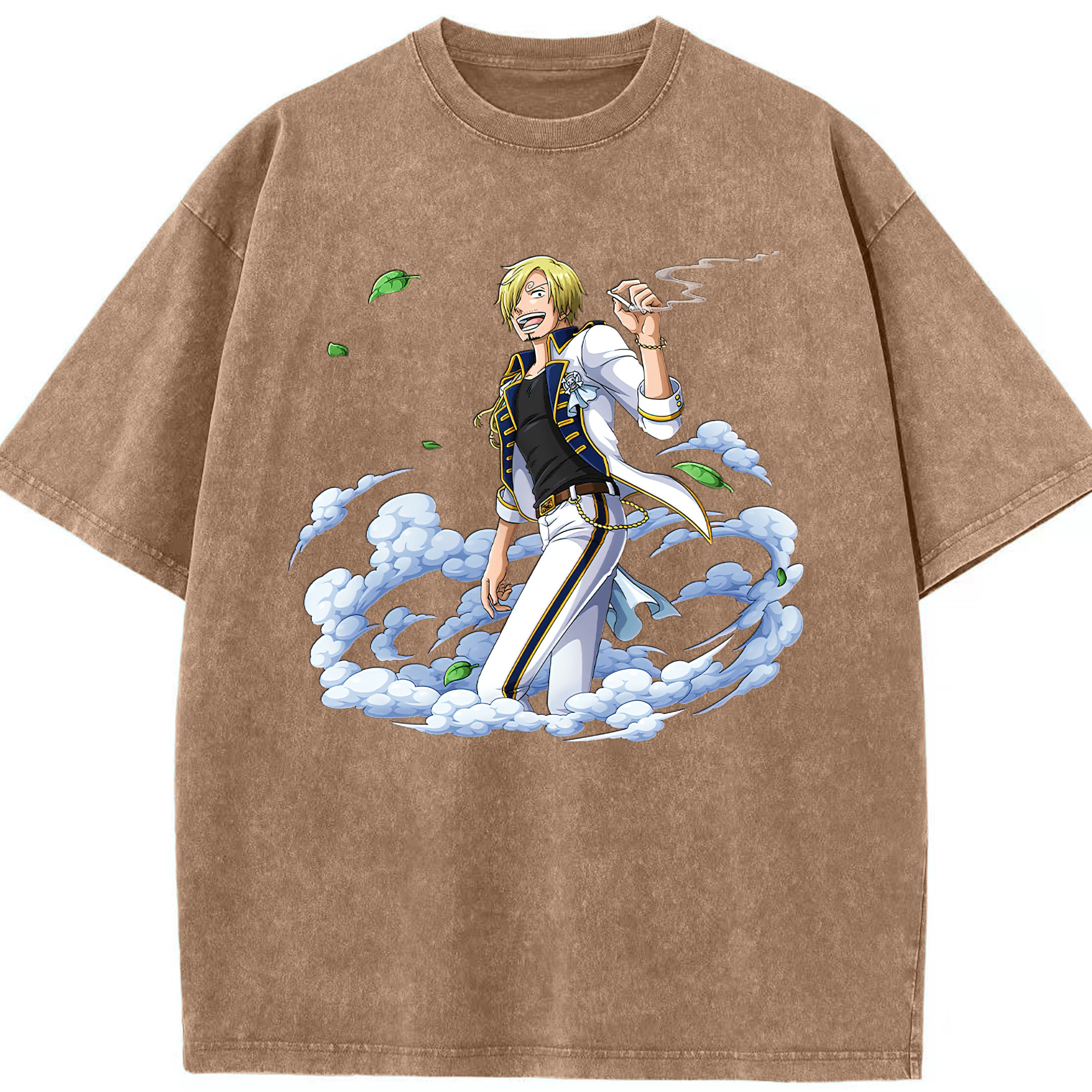 （画像用） ワンピース サンジ ONE PIECE Sanji 綿100% ヴィンテージ風 半袖Tシャツ（フロントプリント）