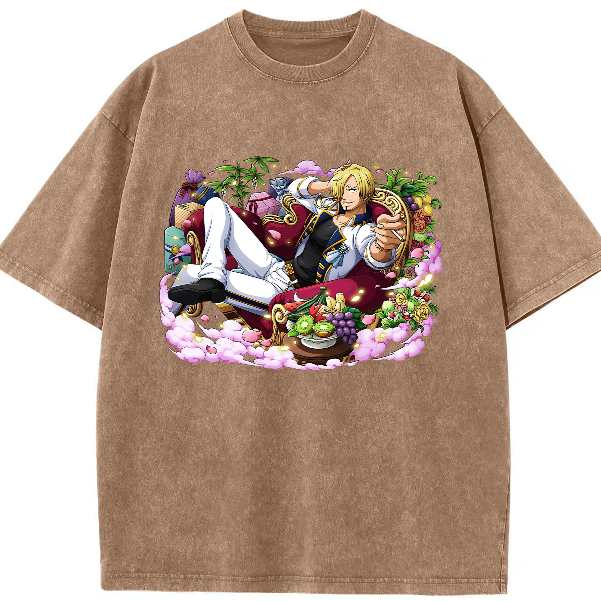 ワンピース サンジ ONE PIECE Sanji 綿100% ヴィンテージ風 半袖Tシャツ（フロントプリント）