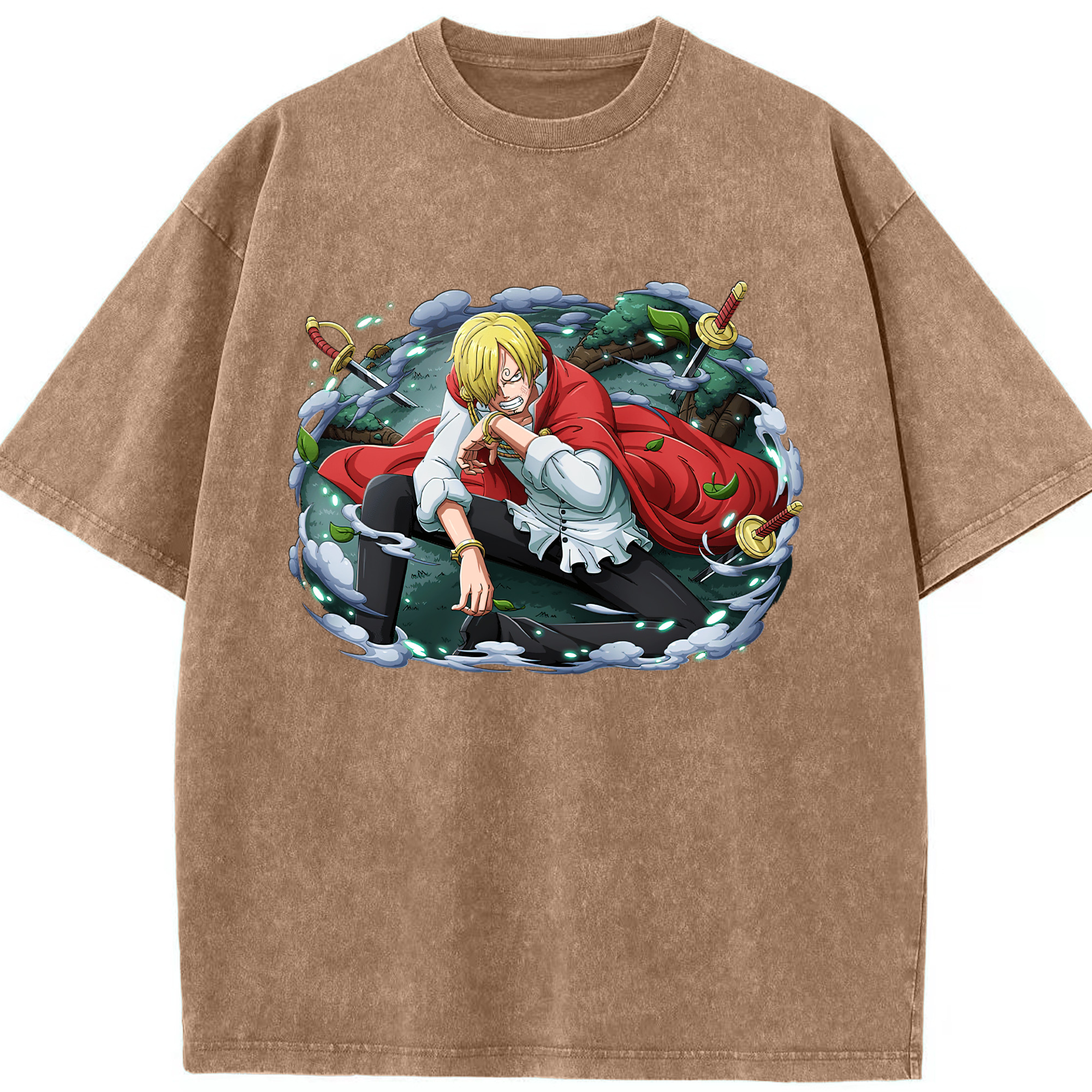 ワンピース サンジ ONE PIECE Sanji 綿100% ヴィンテージ風 半袖Tシャツ（フロントプリント）