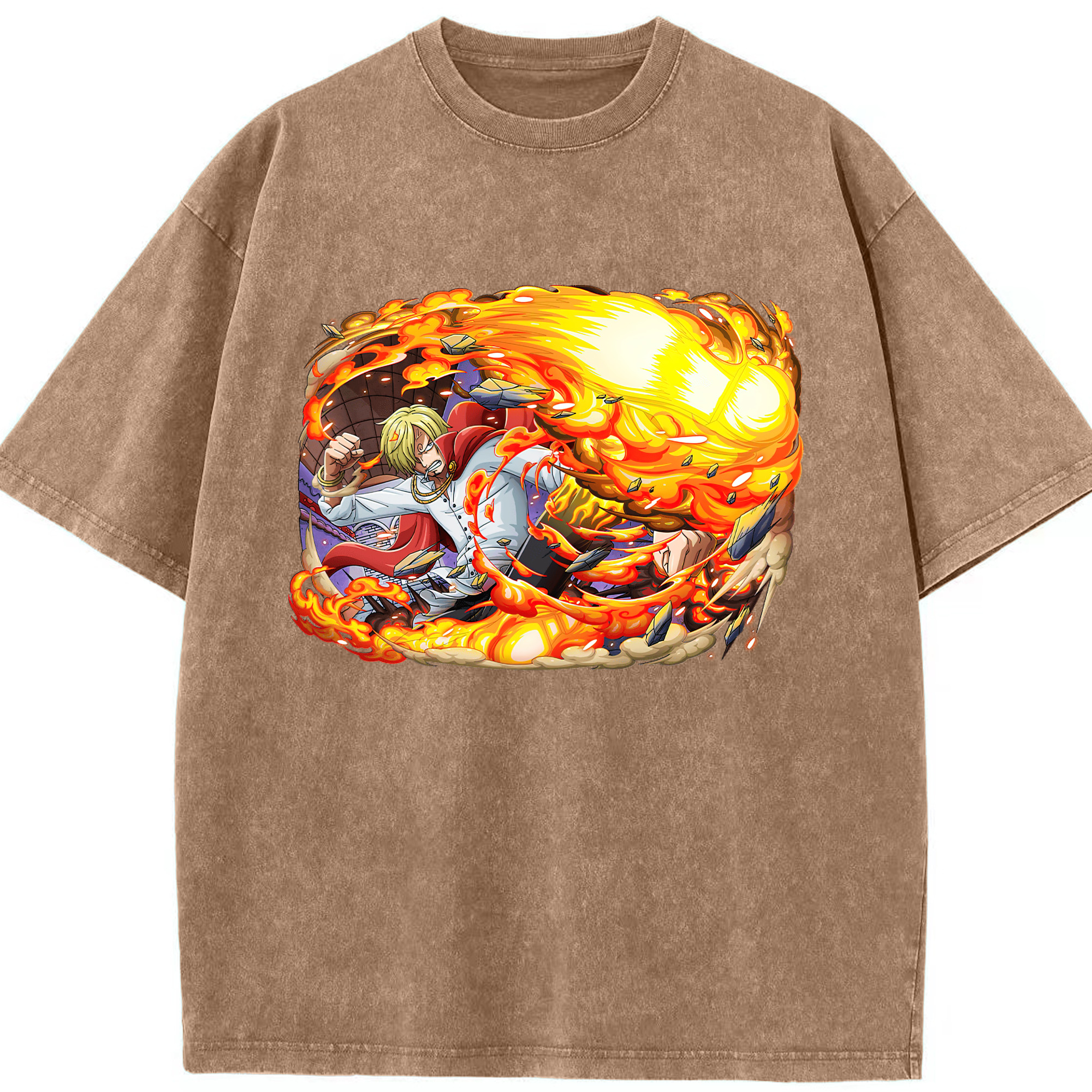 ワンピース サンジ ONE PIECE Sanji 綿100% ヴィンテージ風 半袖Tシャツ（フロントプリント）
