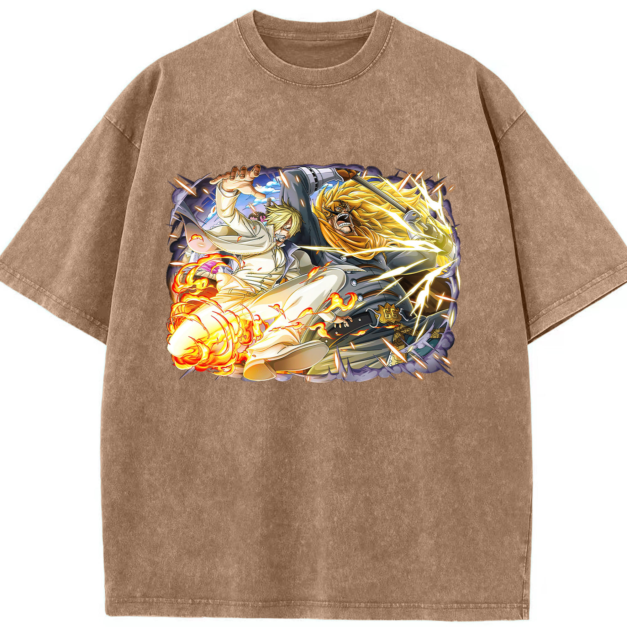 （画像用） ワンピース サンジ ONE PIECE Sanji 綿100% ヴィンテージ風 半袖Tシャツ（フロントプリント）