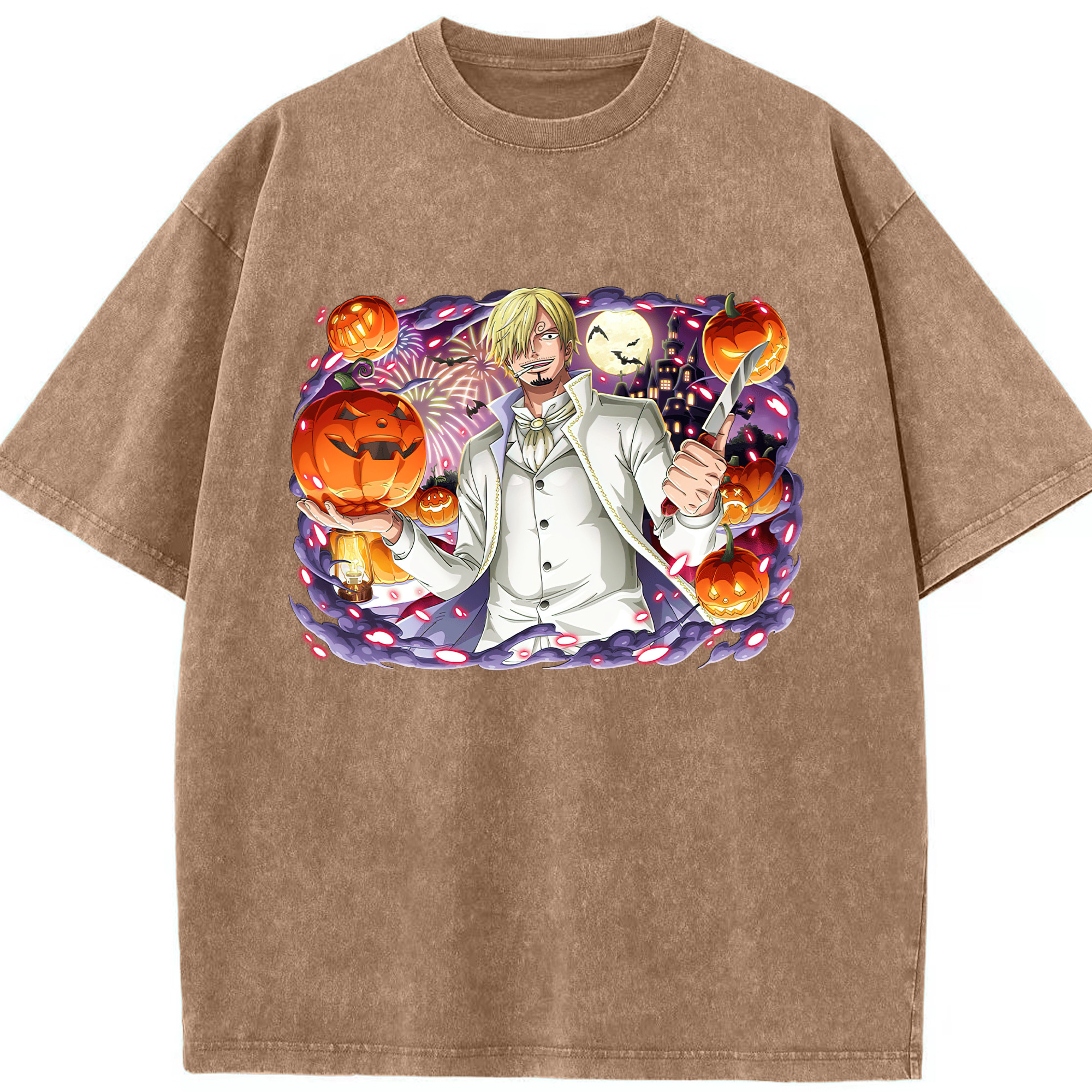 （画像用） ワンピース サンジ ONE PIECE Sanji 綿100% ヴィンテージ風 半袖Tシャツ（フロントプリント）
