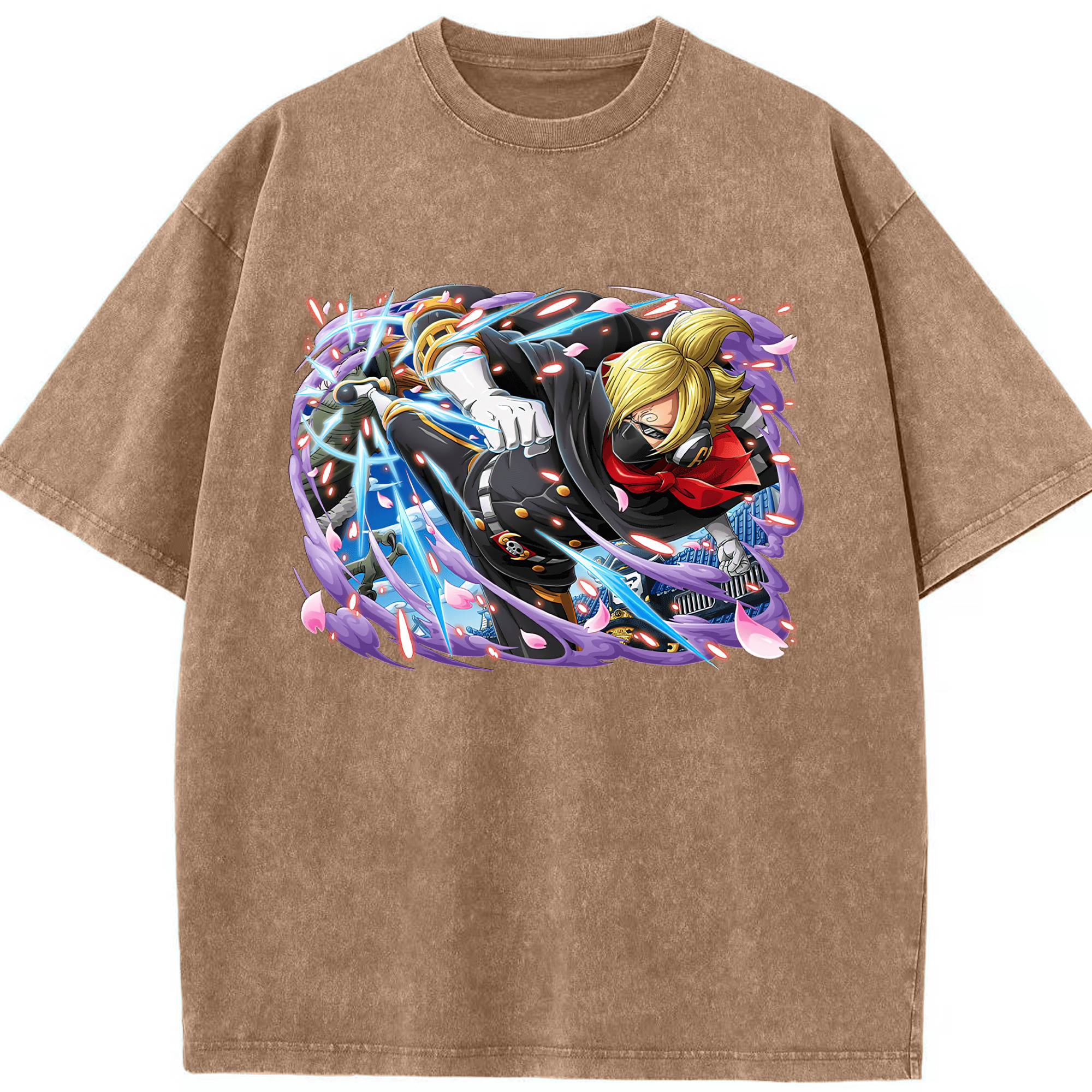 ワンピース サンジ ONE PIECE Sanji 綿100% ヴィンテージ風 半袖Tシャツ（フロントプリント）
