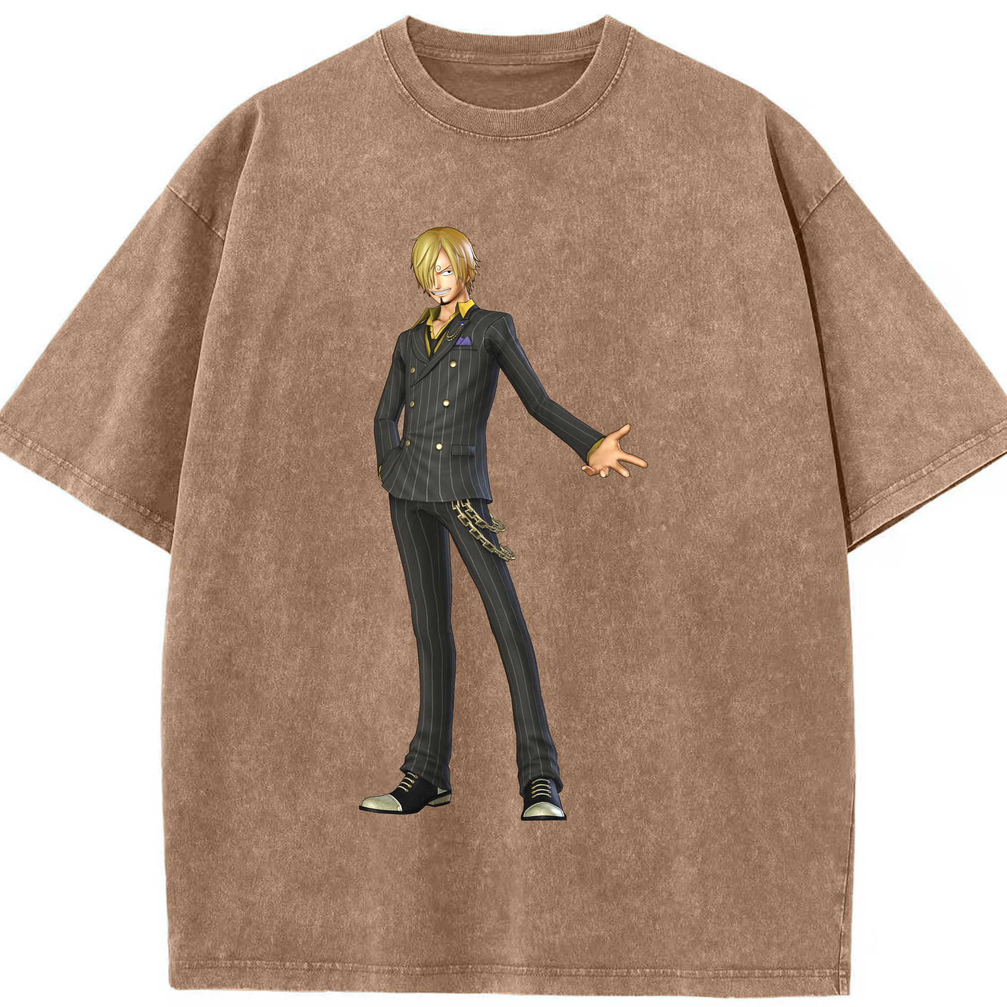 ワンピース サンジ ONE PIECE Sanji 綿100% ヴィンテージ風 半袖Tシャツ（フロントプリント）