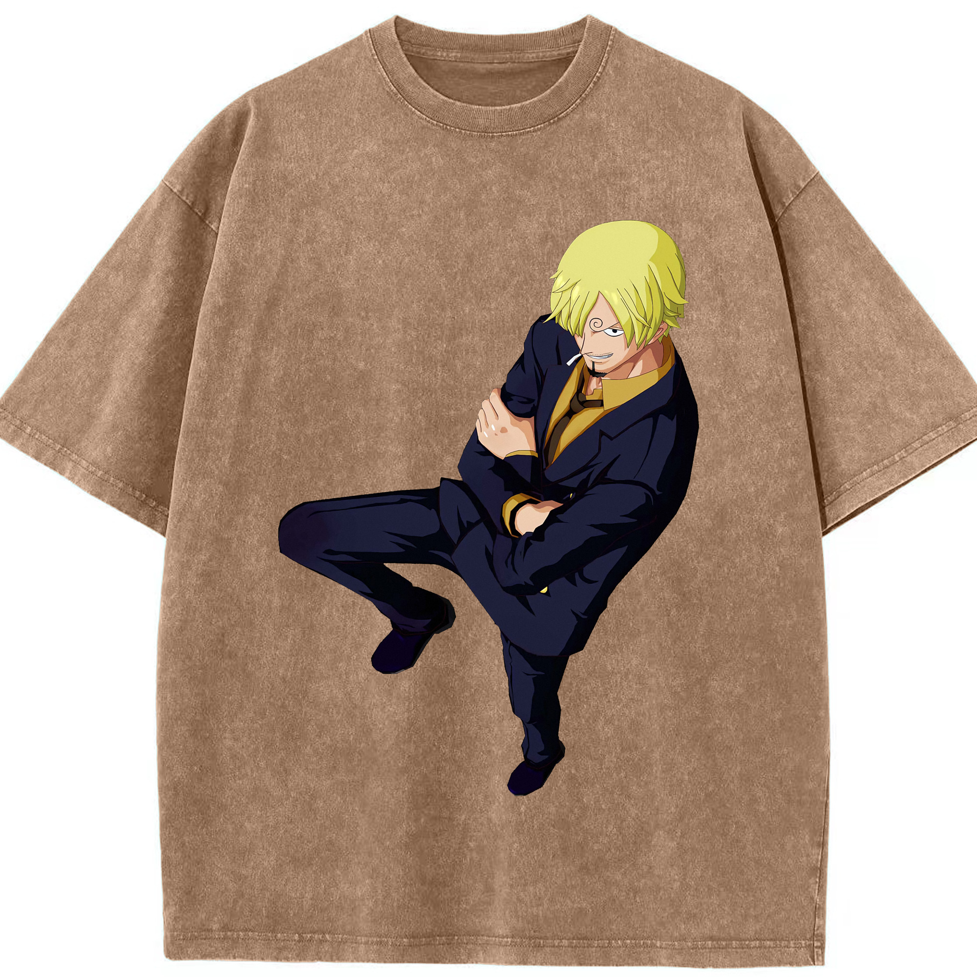 ワンピース サンジ ONE PIECE Sanji 綿100% ヴィンテージ風 半袖Tシャツ（フロントプリント）
