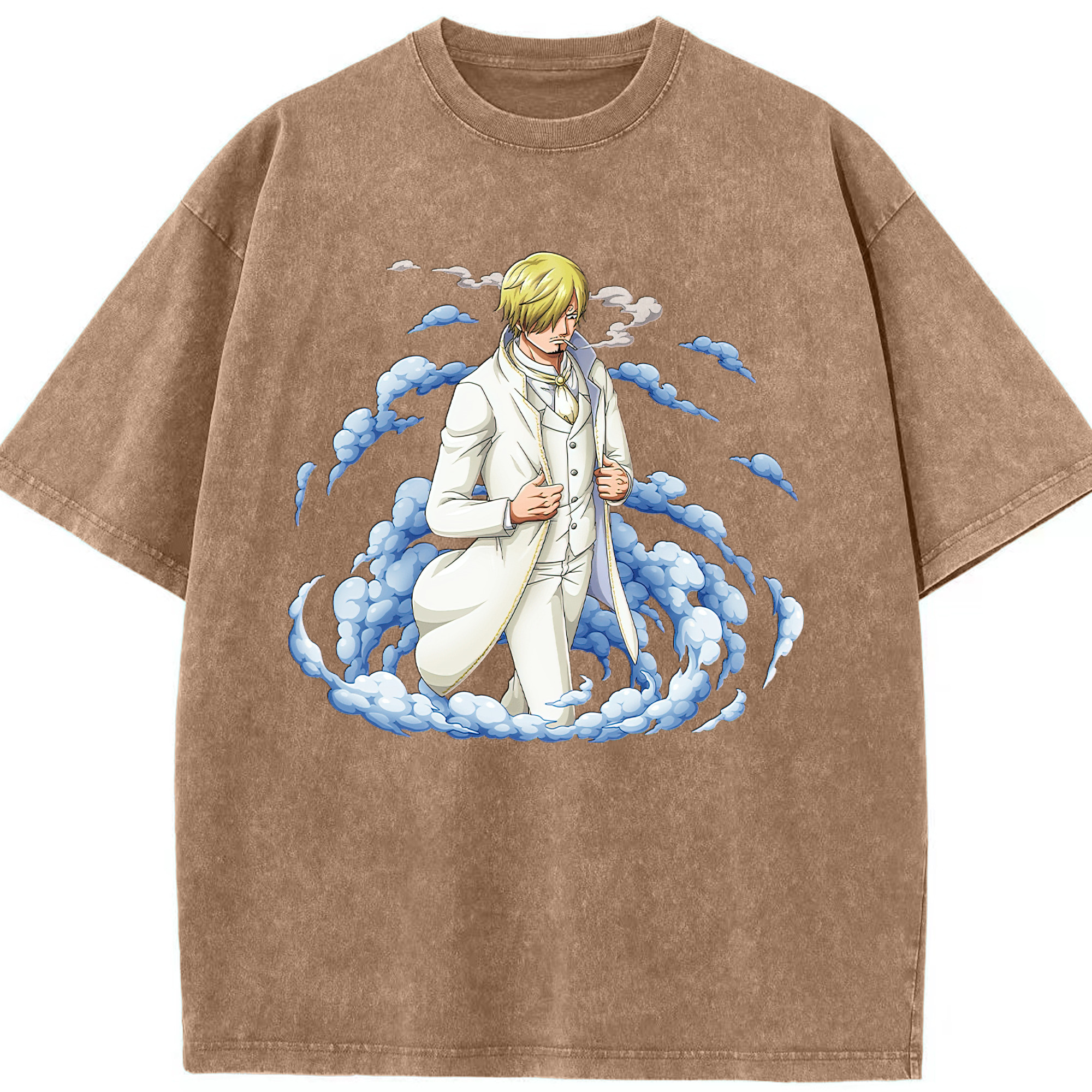 ワンピース サンジ ONE PIECE Sanji 綿100% ヴィンテージ風 半袖Tシャツ（フロントプリント）