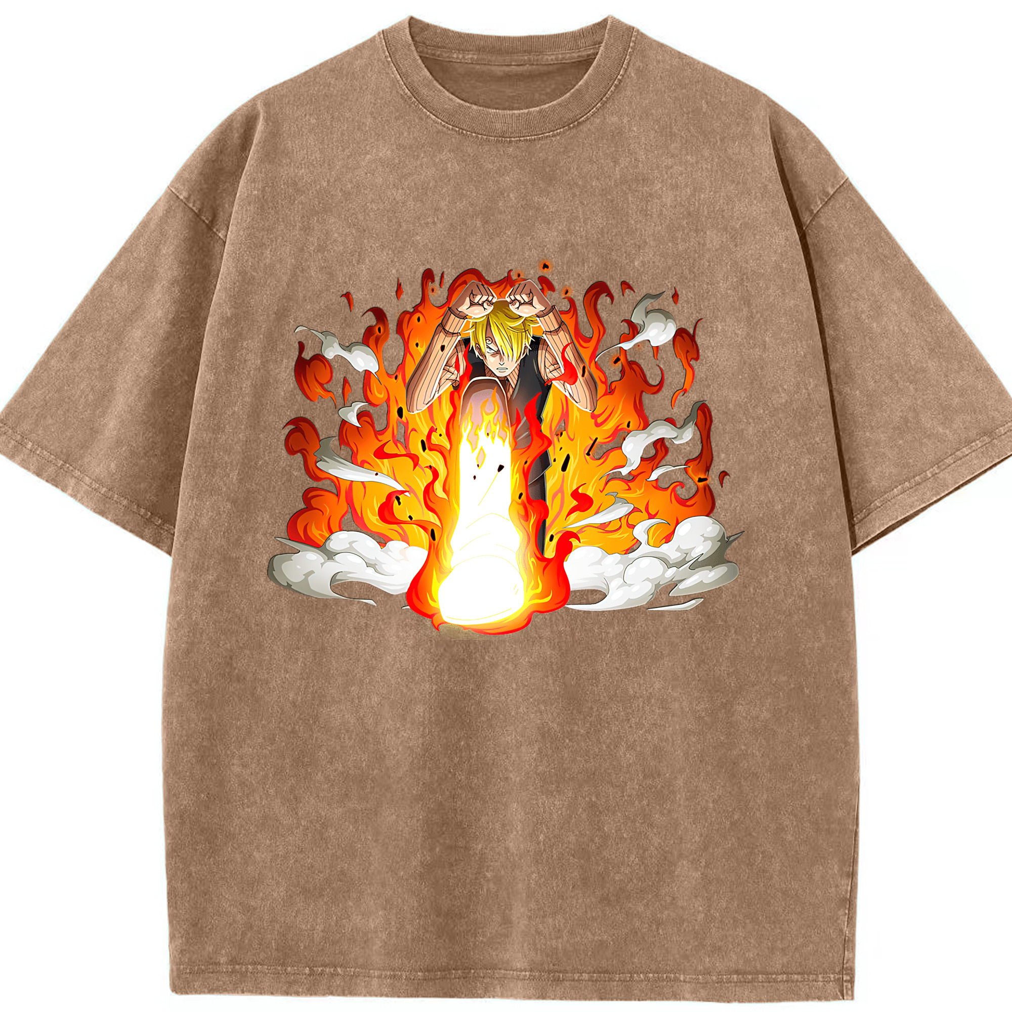 （画像用） ワンピース サンジ ONE PIECE Sanji 綿100% ヴィンテージ風 半袖Tシャツ（フロントプリント）