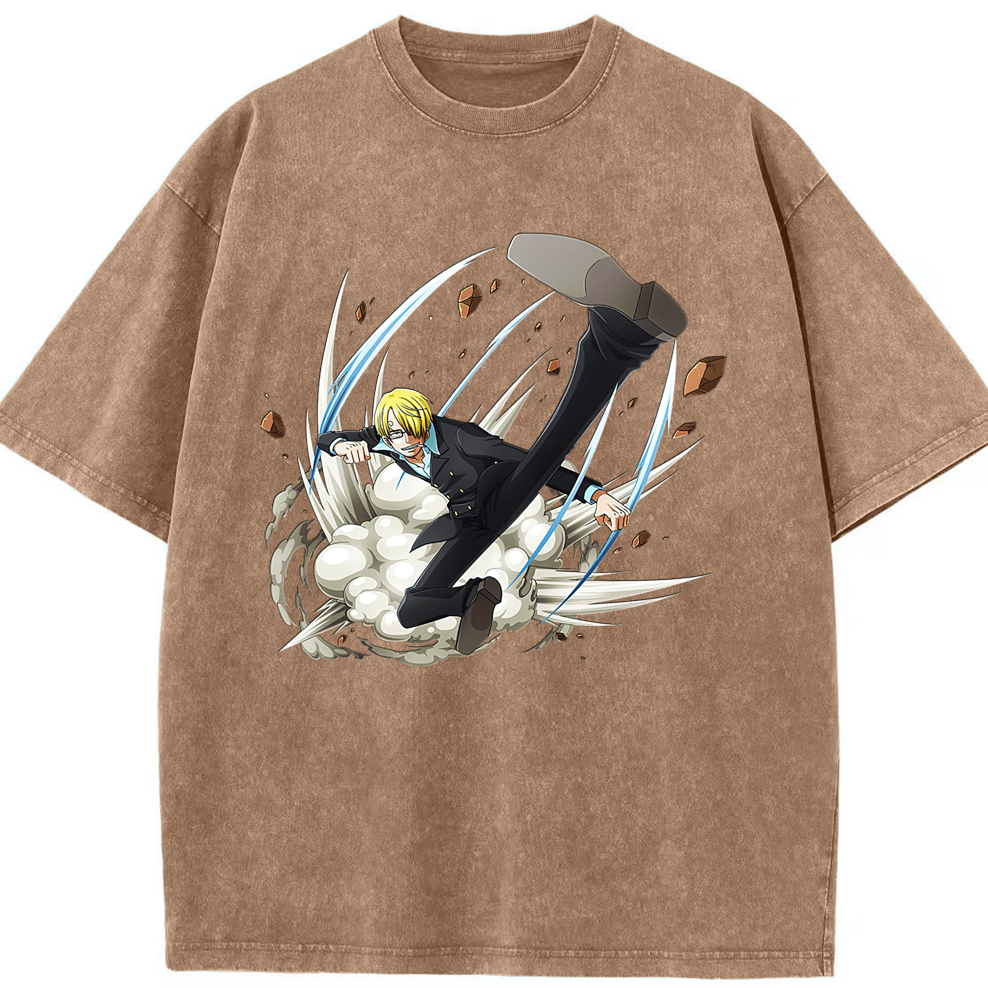 （画像用） ワンピース サンジ ONE PIECE Sanji 綿100% ヴィンテージ風 半袖Tシャツ（フロントプリント）