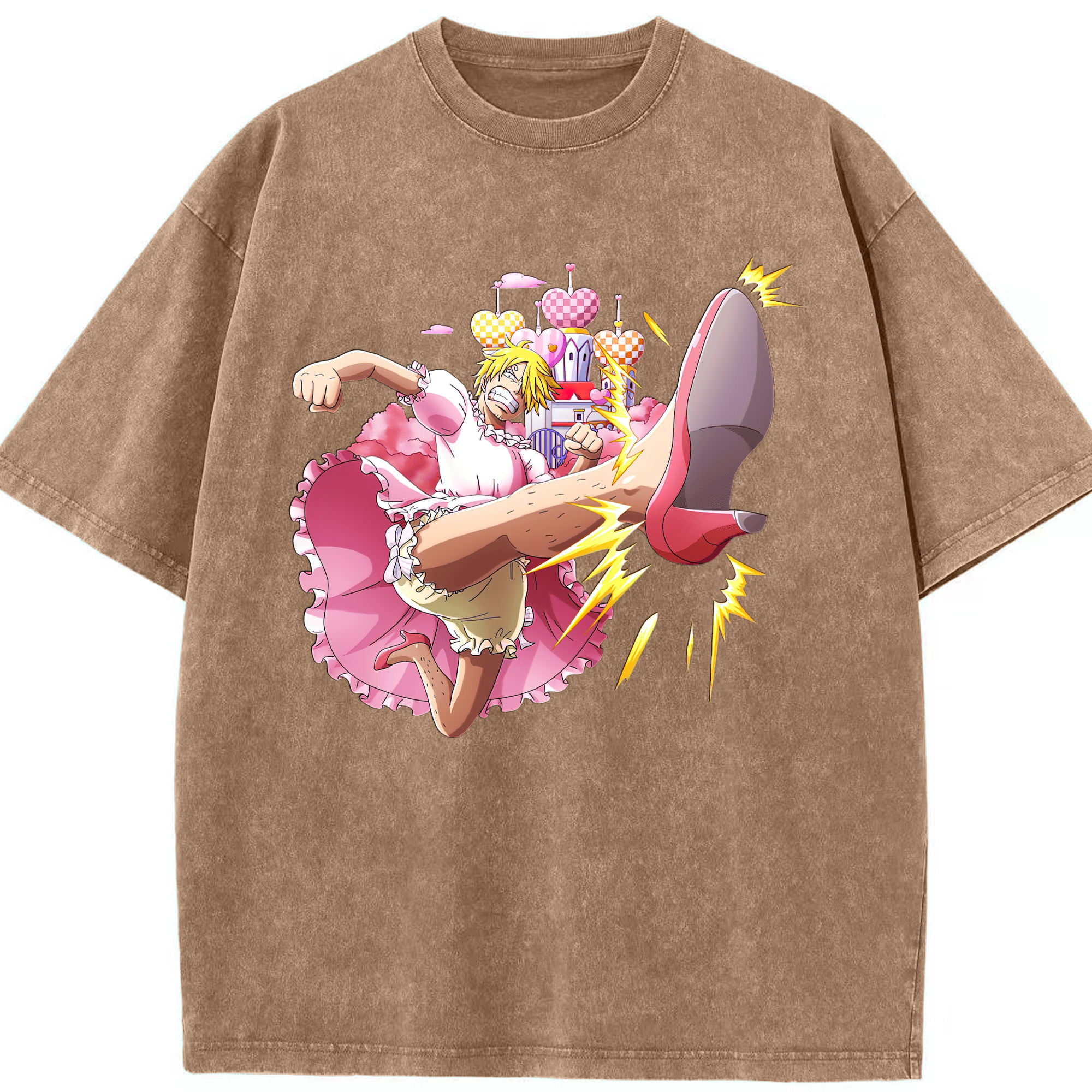 （画像用） ワンピース サンジ ONE PIECE Sanji 綿100% ヴィンテージ風 半袖Tシャツ（フロントプリント）
