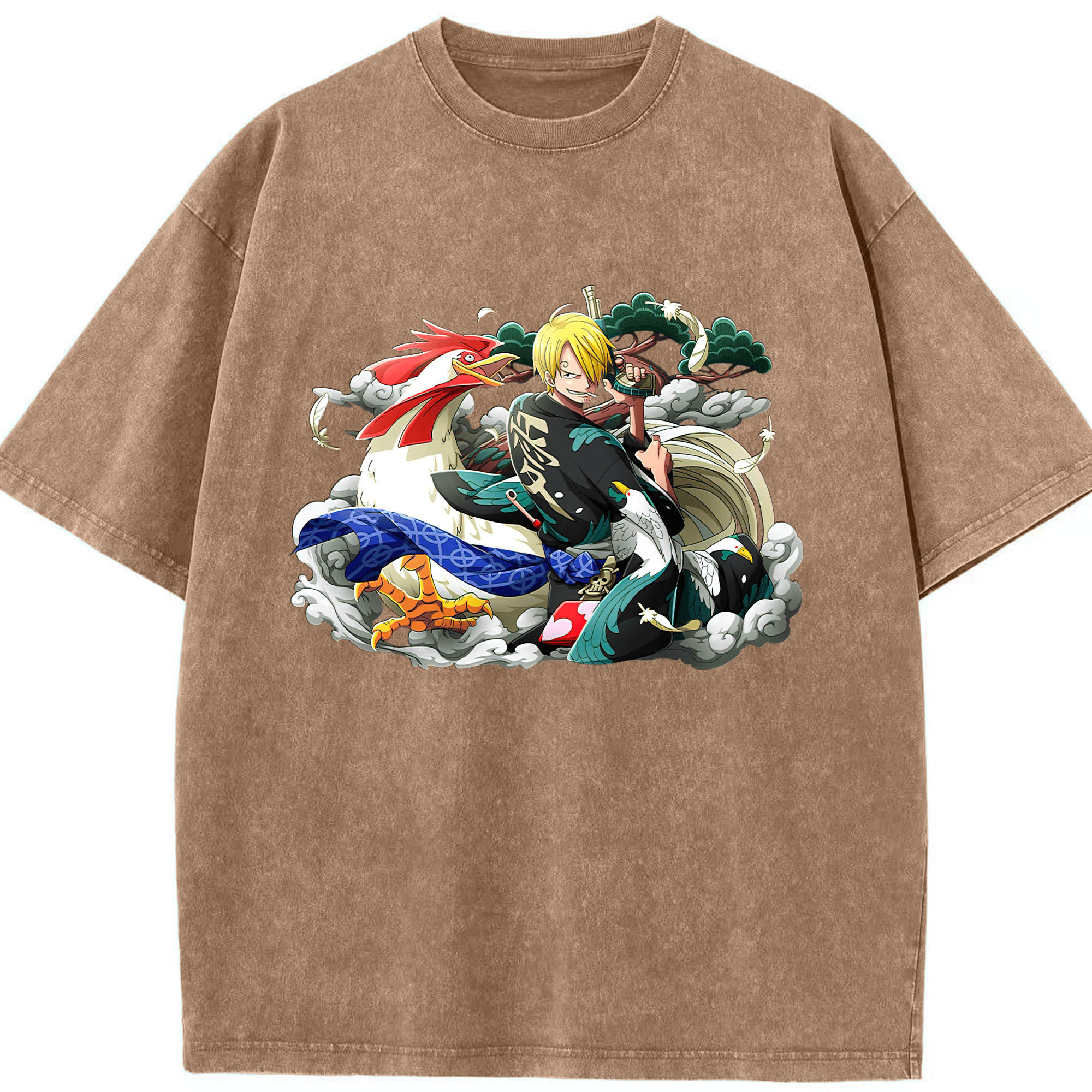 （画像用） ワンピース サンジ ONE PIECE Sanji 綿100% ヴィンテージ風 半袖Tシャツ（フロントプリント）