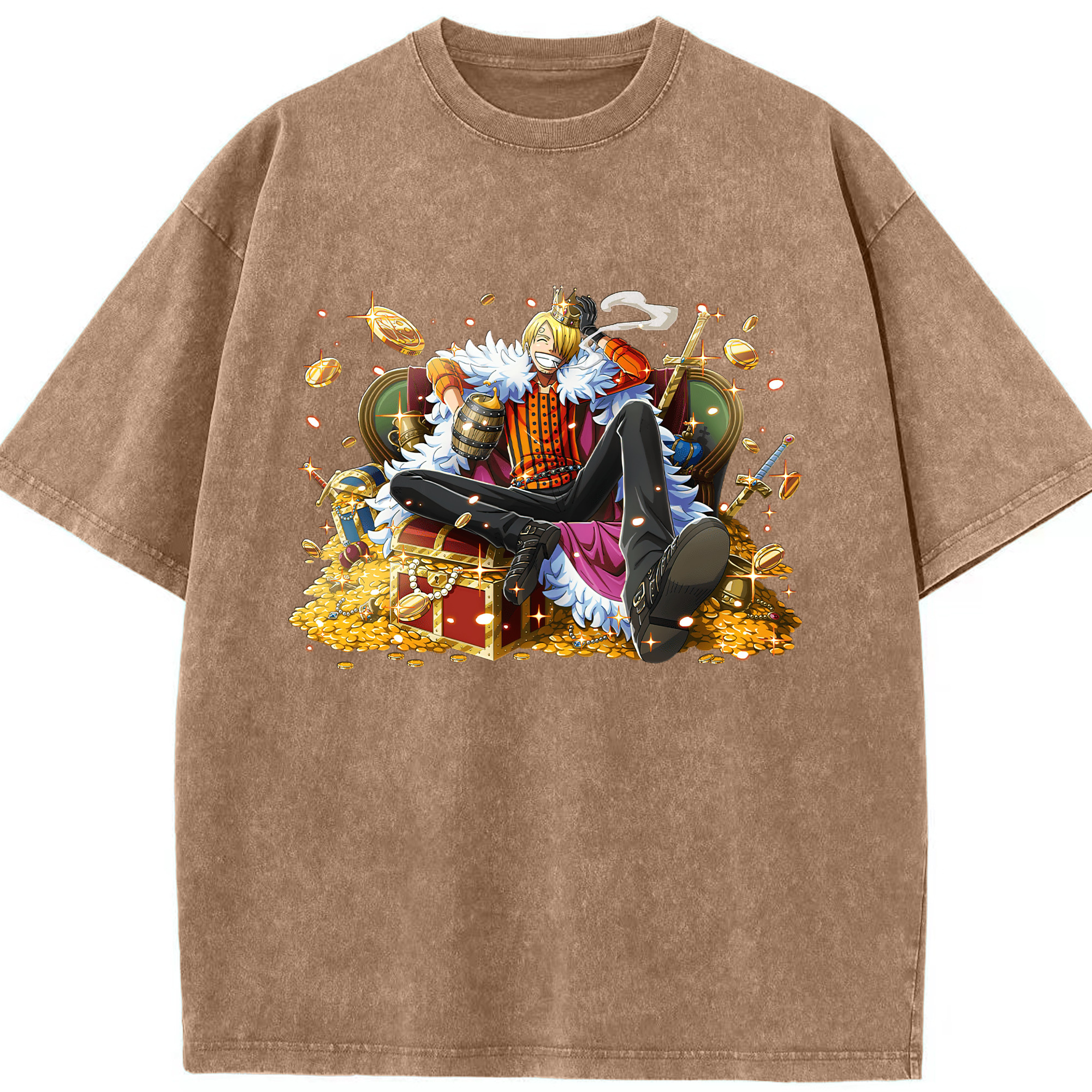 （画像用） ワンピース サンジ ONE PIECE Sanji 綿100% ヴィンテージ風 半袖Tシャツ（フロントプリント）