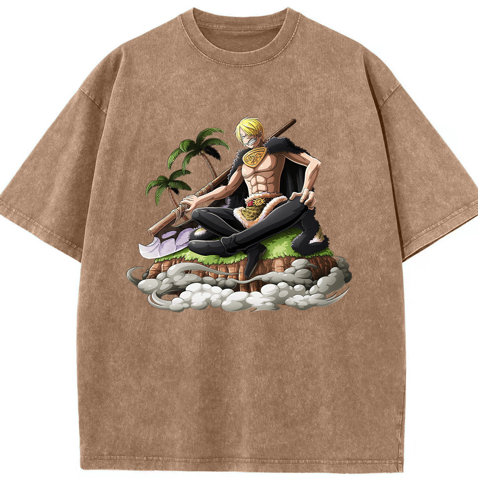 （画像用） ワンピース サンジ ONE PIECE Sanji 綿100% ヴィンテージ風 半袖Tシャツ（フロントプリント）