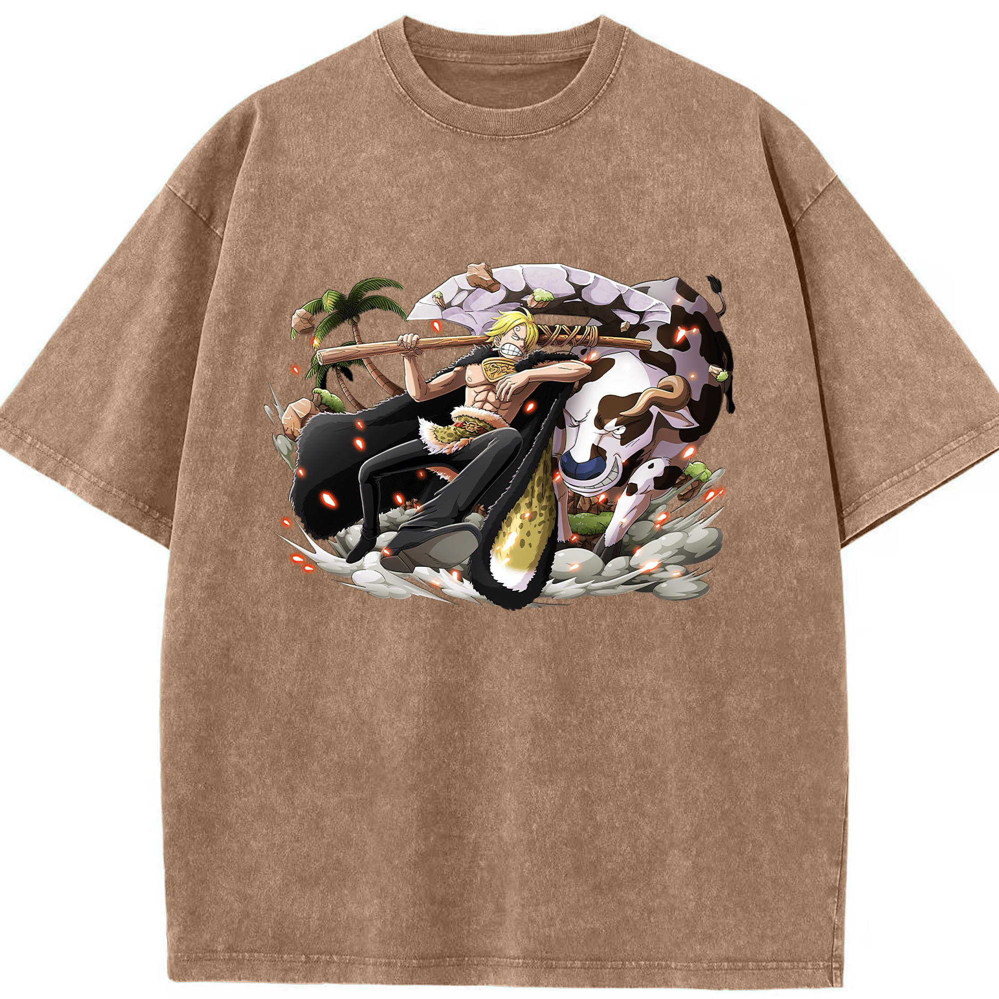 （画像用） ワンピース サンジ ONE PIECE Sanji 綿100% ヴィンテージ風 半袖Tシャツ（フロントプリント）