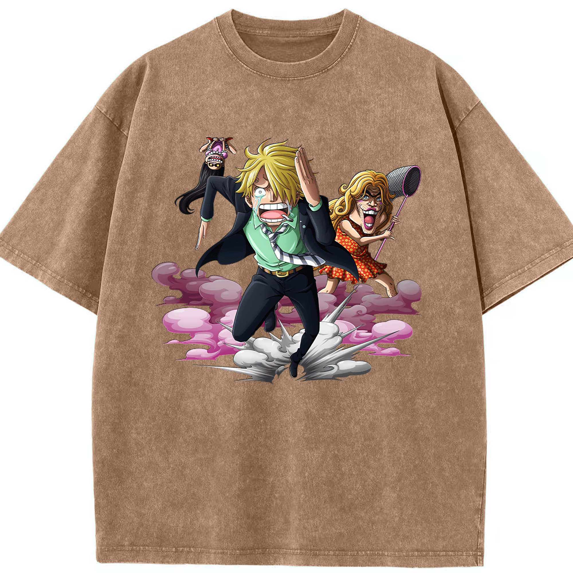 （画像用） ワンピース サンジ ONE PIECE Sanji 綿100% ヴィンテージ風 半袖Tシャツ（フロントプリント）