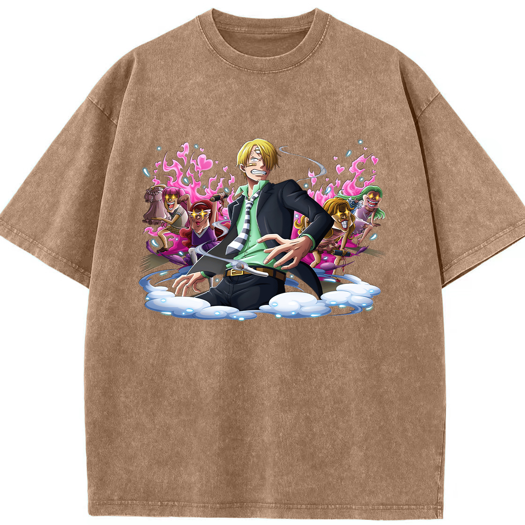 （画像用） ワンピース サンジ ONE PIECE Sanji 綿100% ヴィンテージ風 半袖Tシャツ（フロントプリント）