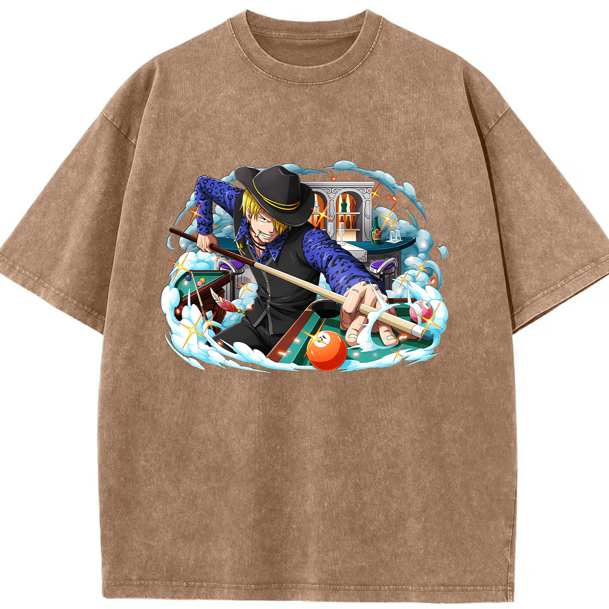 （画像用） ワンピース サンジ ONE PIECE Sanji 綿100% ヴィンテージ風 半袖Tシャツ（フロントプリント）