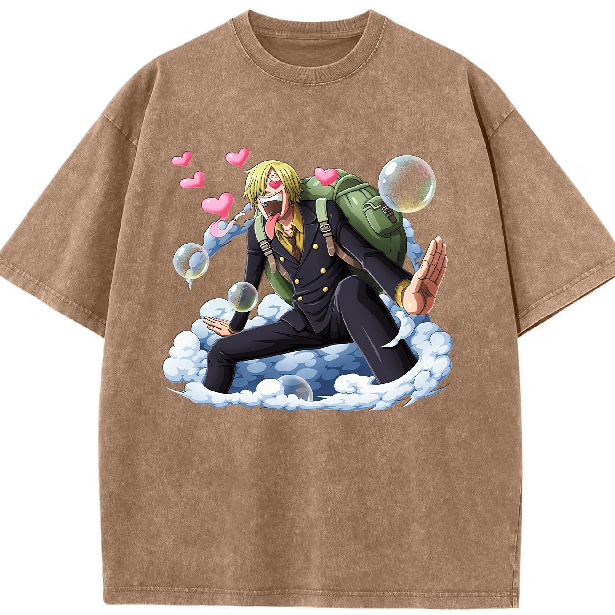 （画像用） ワンピース サンジ ONE PIECE Sanji 綿100% ヴィンテージ風 半袖Tシャツ（フロントプリント）