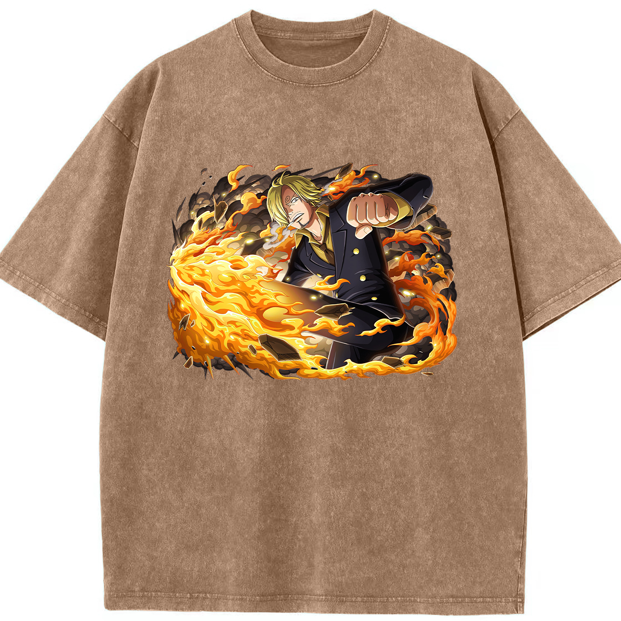 （画像用） ワンピース サンジ ONE PIECE Sanji 綿100% ヴィンテージ風 半袖Tシャツ（フロントプリント）