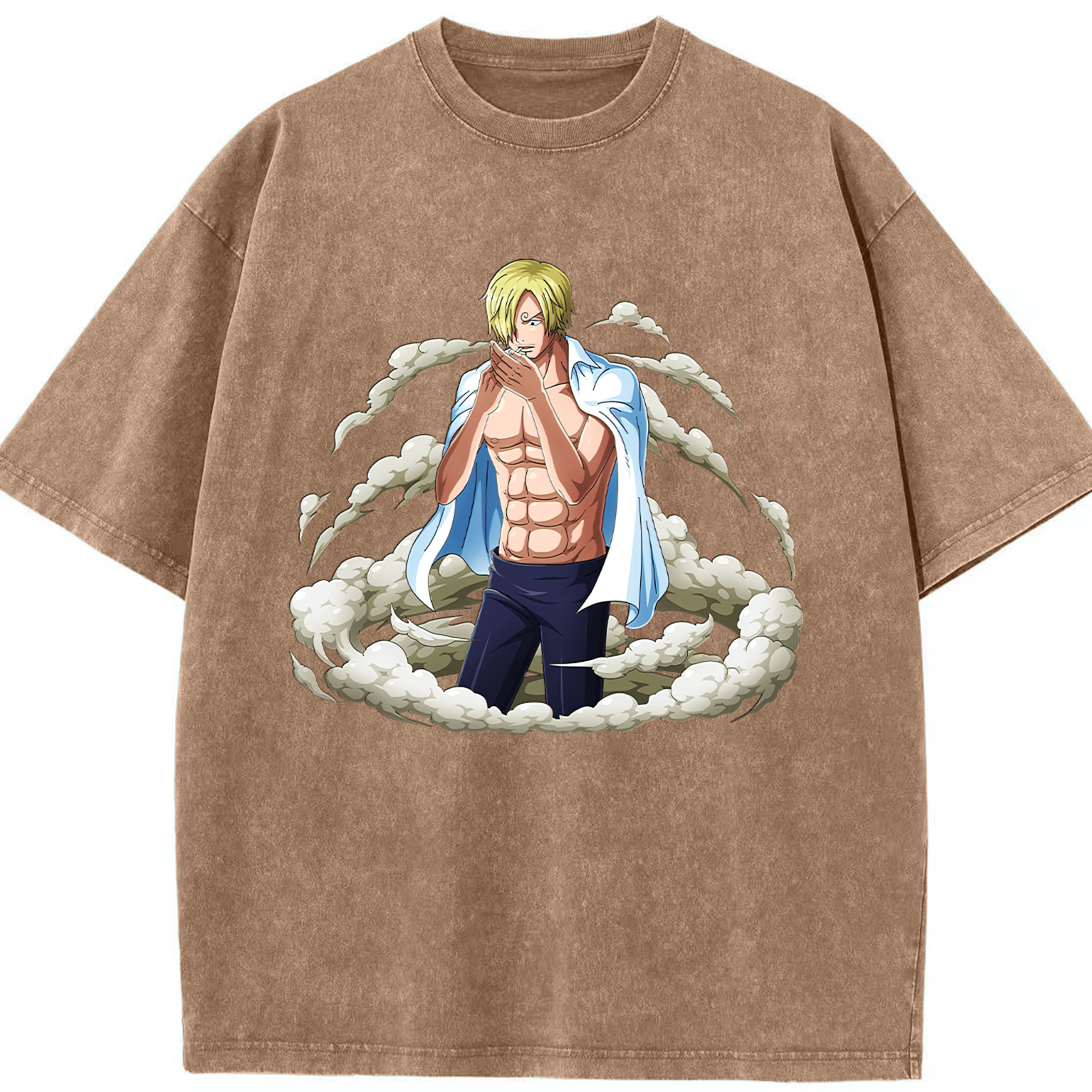 （画像用） ワンピース サンジ ONE PIECE Sanji 綿100% ヴィンテージ風 半袖Tシャツ（フロントプリント）
