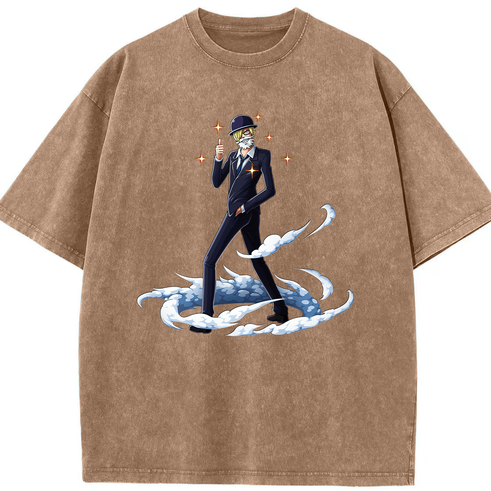 （画像用） ワンピース サンジ ONE PIECE Sanji 綿100% ヴィンテージ風 半袖Tシャツ（フロントプリント）