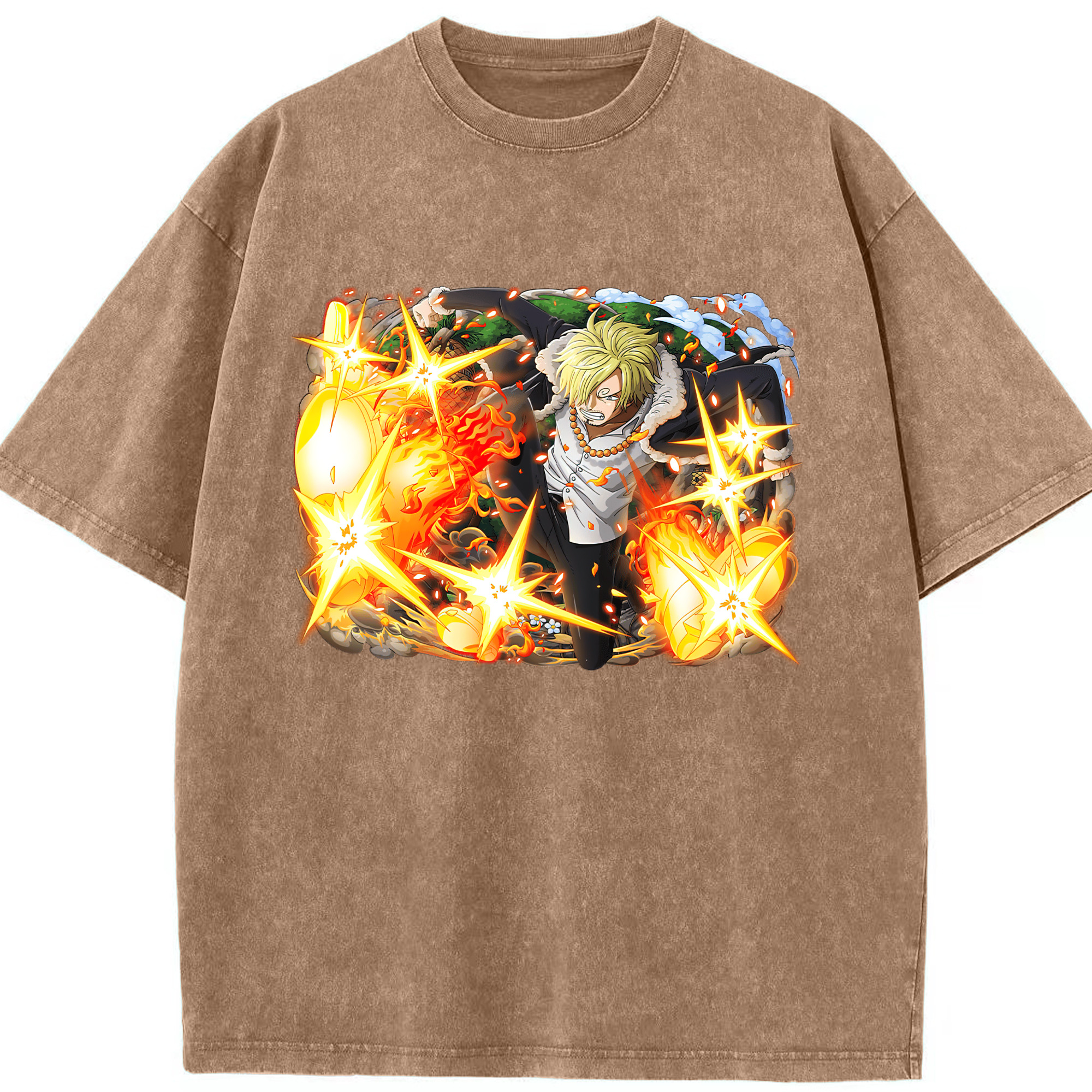 （画像用） ワンピース サンジ ONE PIECE Sanji 綿100% ヴィンテージ風 半袖Tシャツ（フロントプリント）
